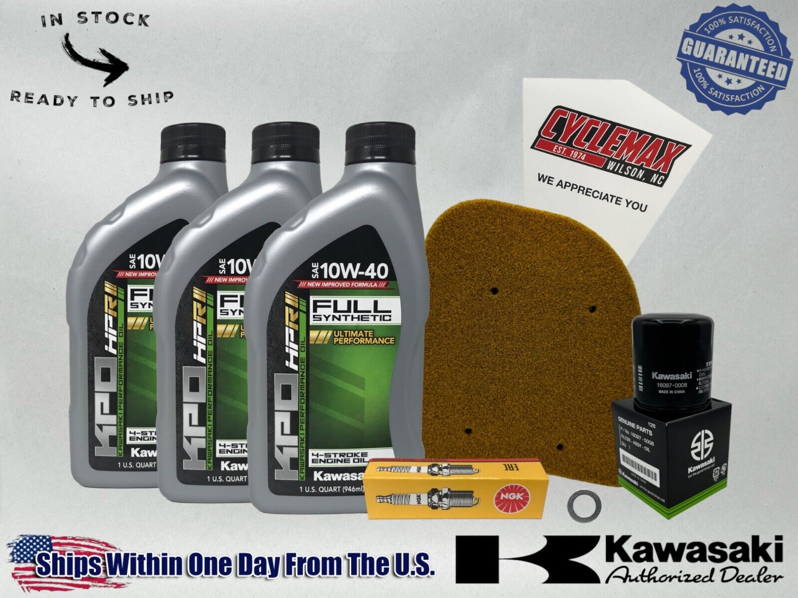 Cyclemax Full-Synthetic KPO Tune-Up Kit fits 2002-2003 Kawasaki PRAIRIE 650