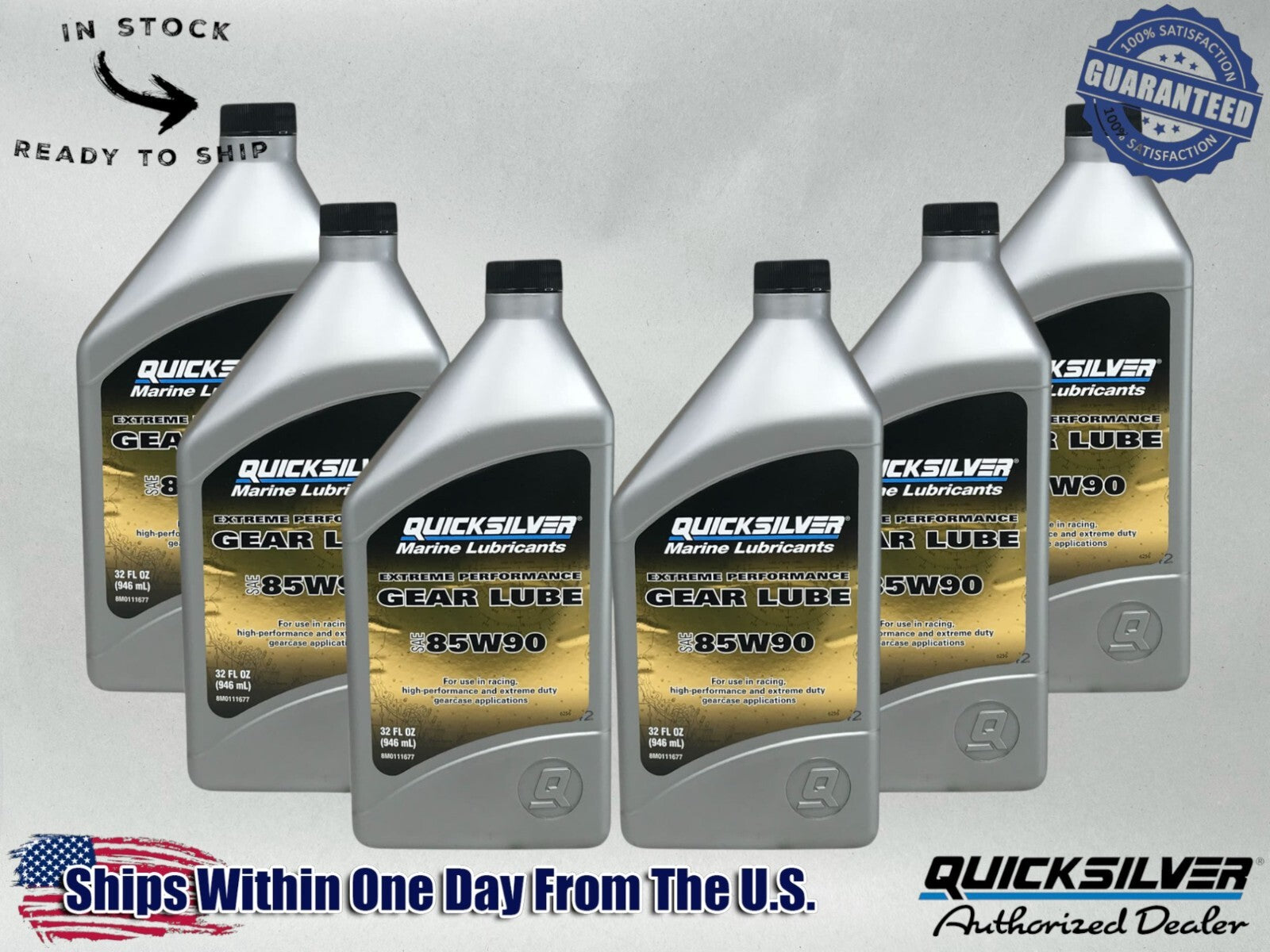Quicksilver OEM SAE 85W90 Extreme Perf Gear Oil Quarts 92-8M0111677 6 Pack