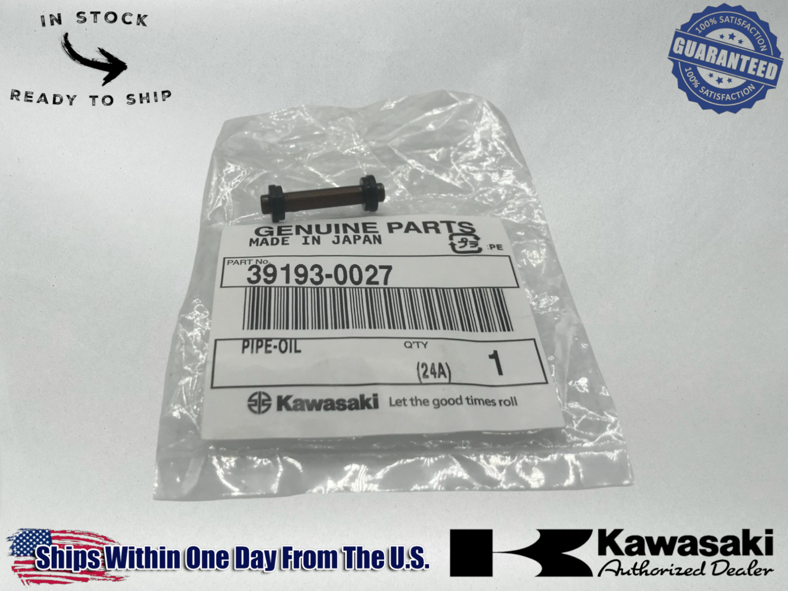 Kawasaki Genuine OEM Authentic 2006-2015 KX450F KFX450R Oil Pipe 39193-0027 1