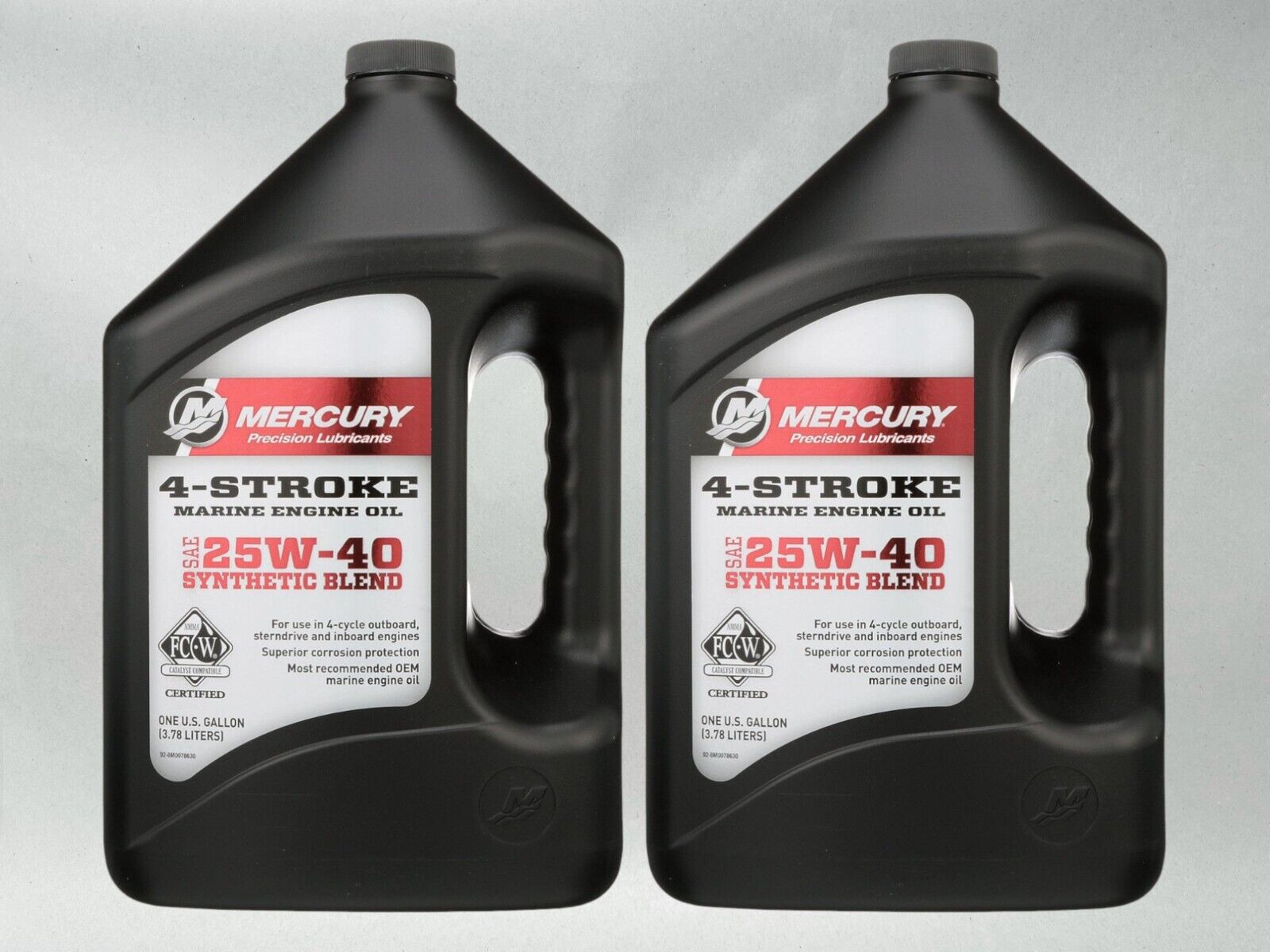 Mercury OEM 25W-40 Synthetic Blend Marine Engine Oil 1 Gallon 8M0078630-2PACK 