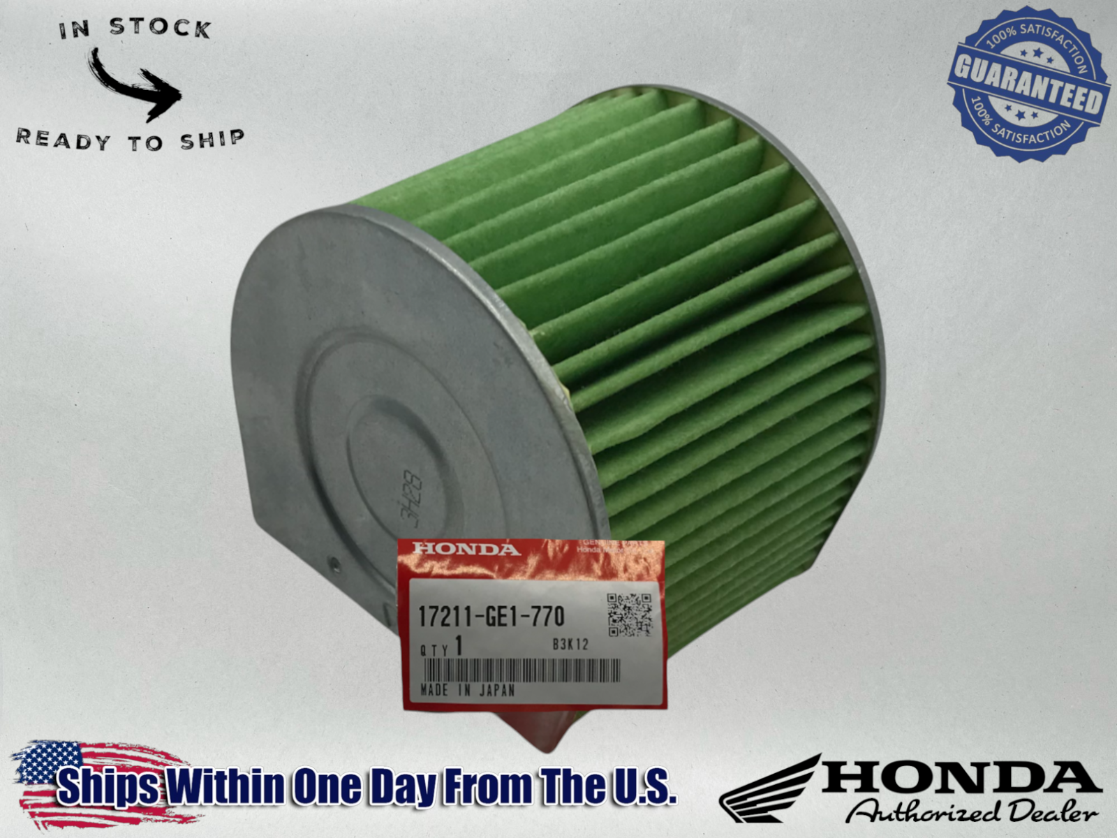 Honda OEM Air Cleaner Filter Element 1985-2007 Elite 80 CH80 17211-GE1-770 