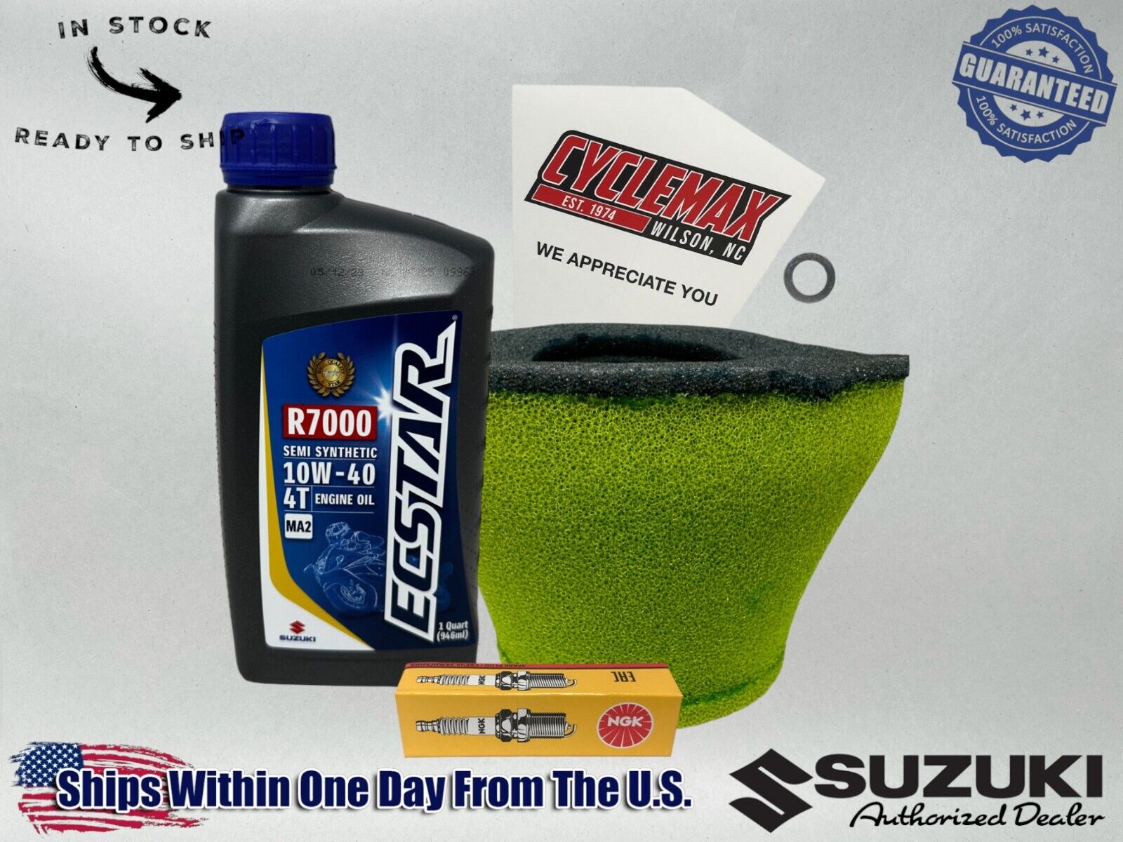 Cyclemax SS 10W40 R7000 Transmission Oil & TuneUp Kit fits 1986-2001 Suzuki RM80