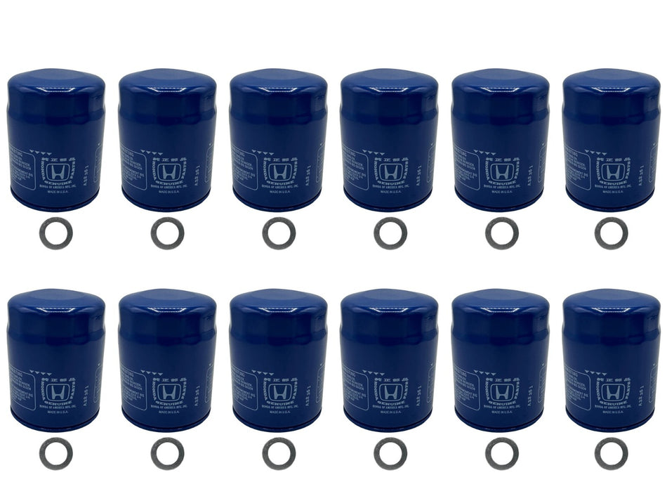 12 Pack for Honda Genuine OEM Authentic Oil Filter includes 14mm Washer