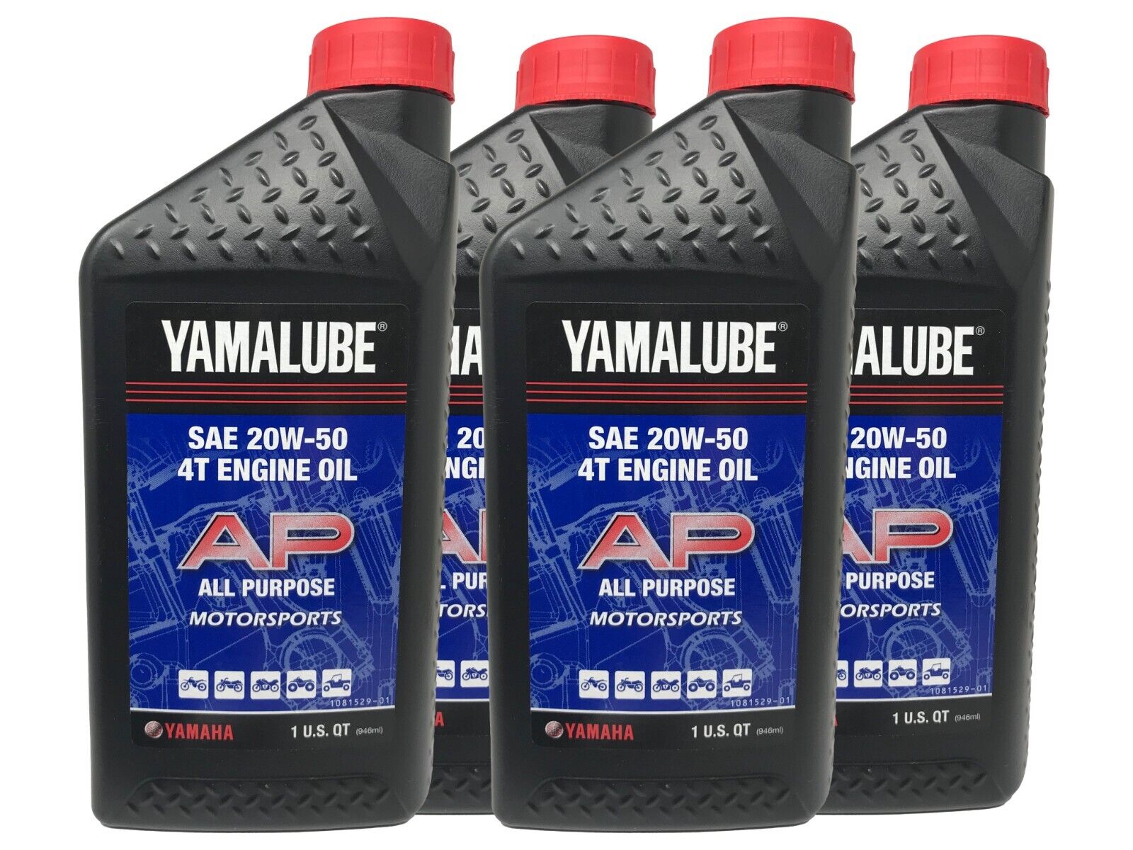 Yamaha Genuine OEM SAE 20W-50 4T Engine Oil LUB-20W50-AP-12 - 4 Pack