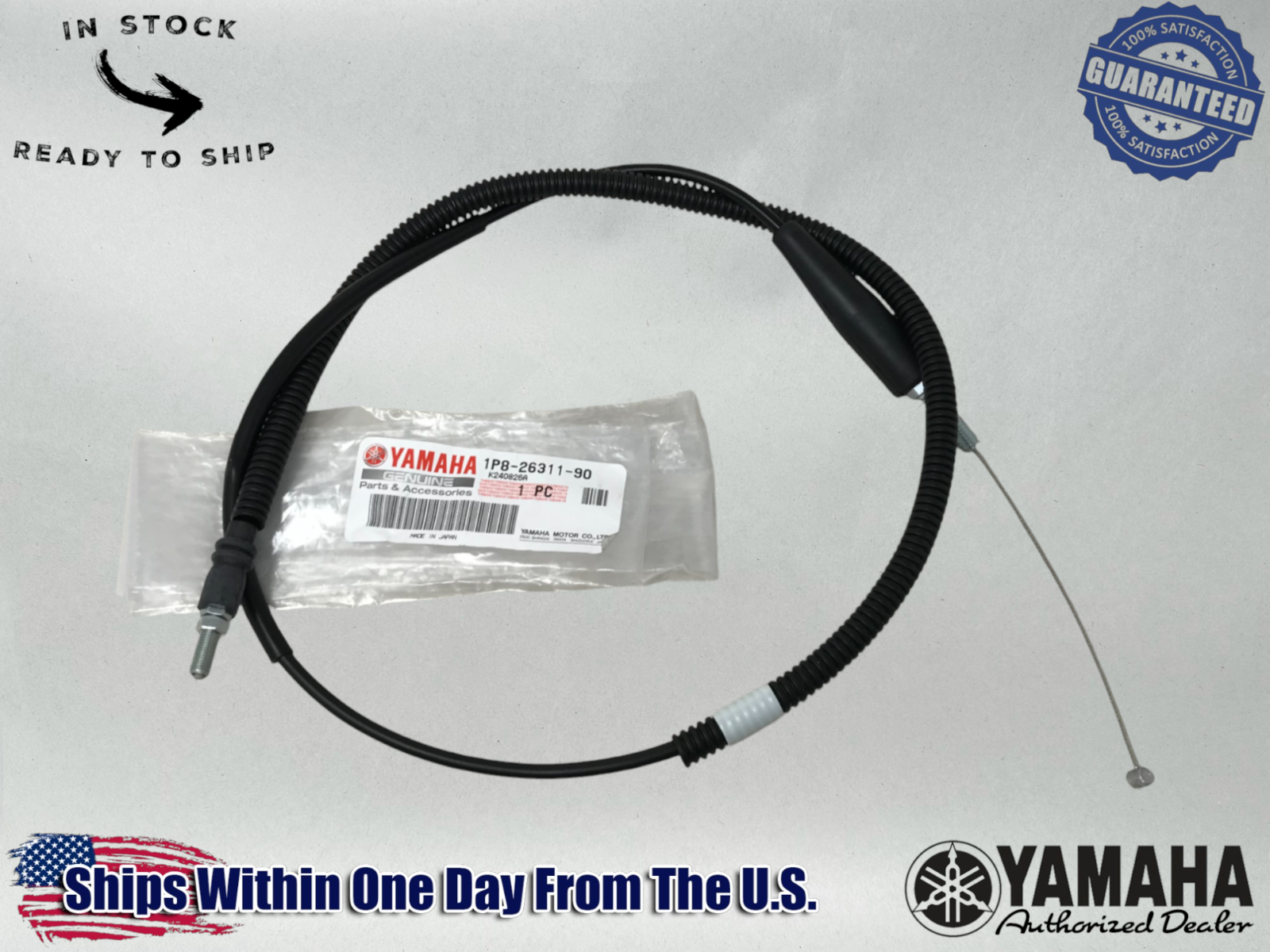 Yamaha Genuine OEM Authentic  Rh Throttle Cable Assembly 1P8-26311-90-00