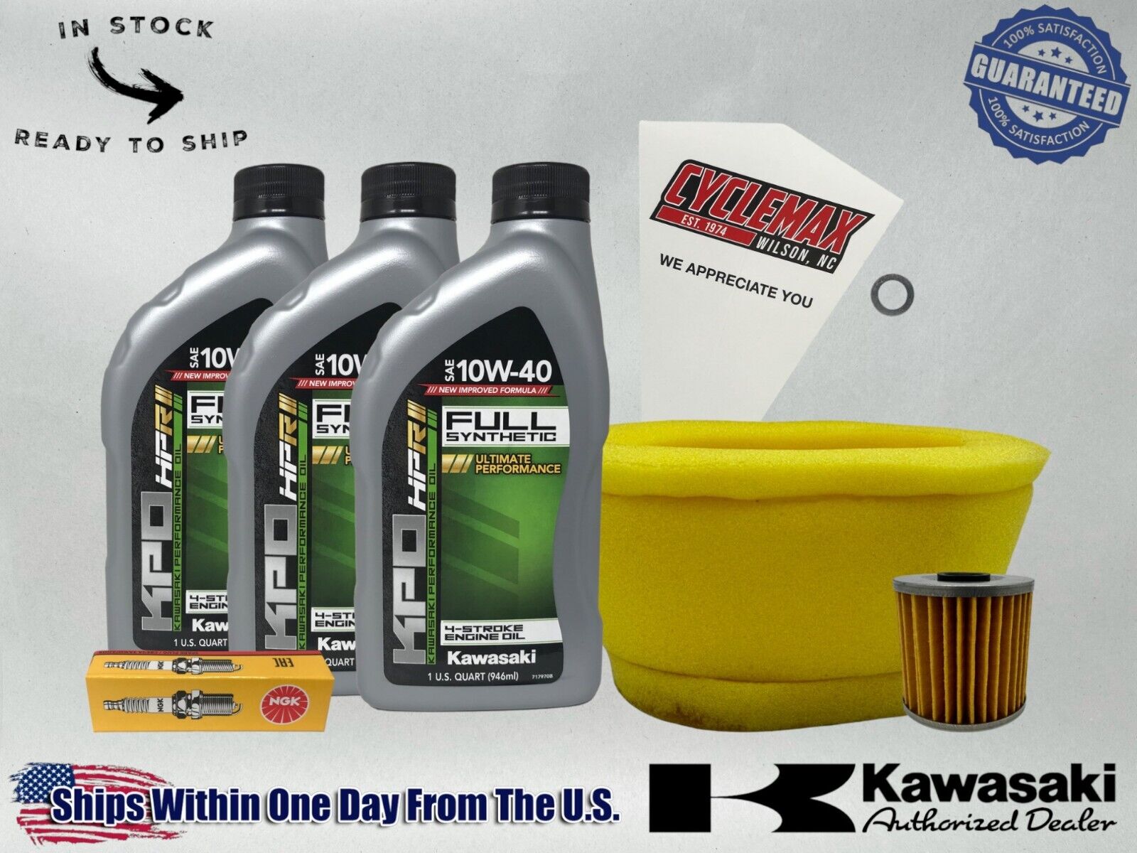 Cyclemax Full-Synthetic KPO Tune-Up Kit fits 1987-2024 Kawasaki KLR650