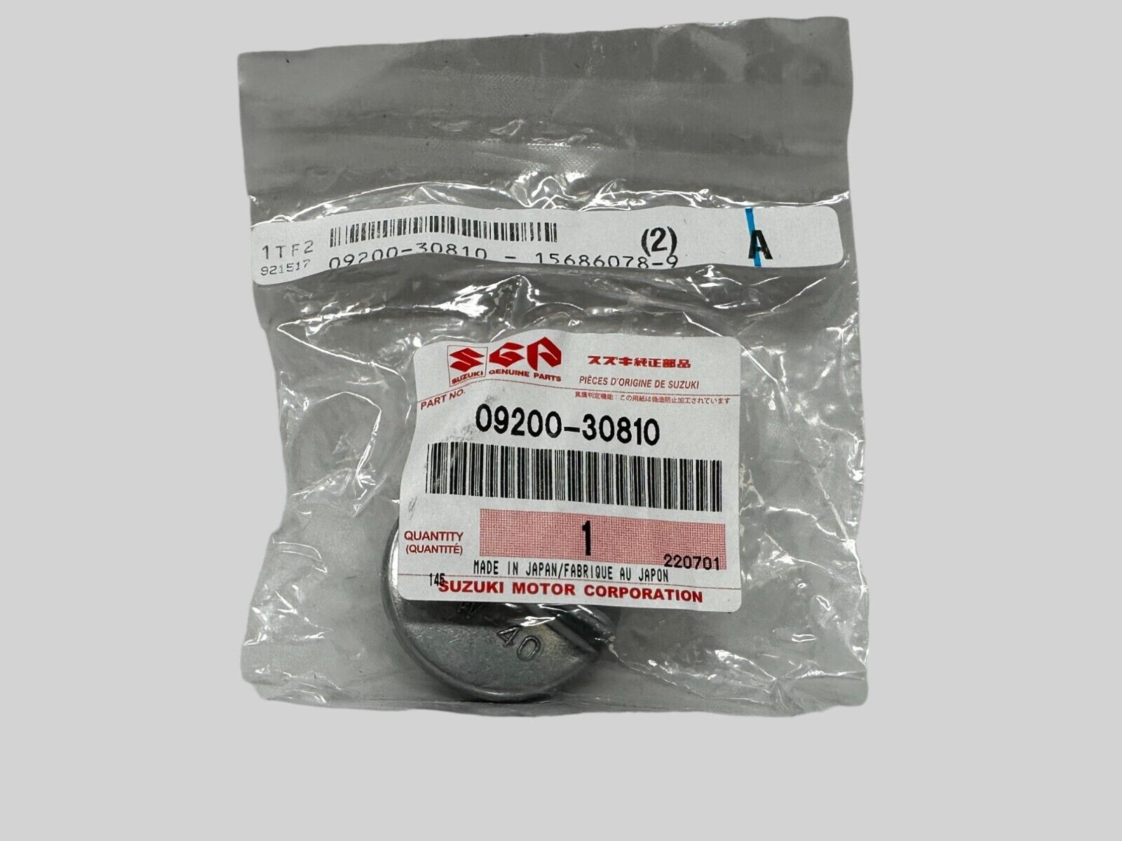 Suzuki Genuine OEM Plug 09200-30810