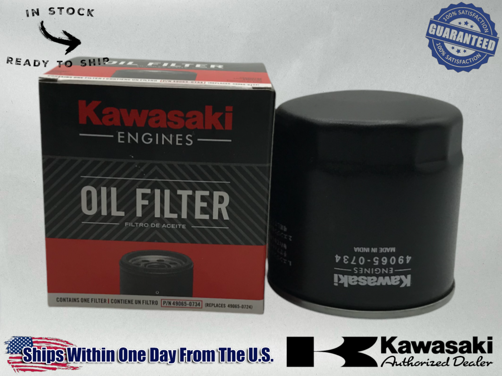 OEM Kawasaki Oil Filter 49065-0734 (replaces 49065-7010 / 49065-0724)