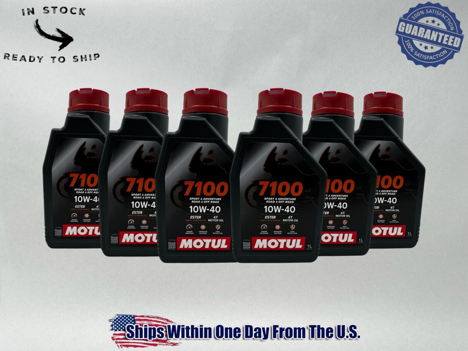 Motul OEM Motul 7100 4T 10w-40 Full Synthetic Motorcycle Oil 3601-0064-6PACK