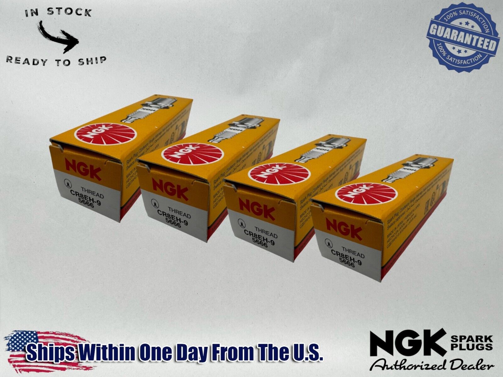 NGK Genuine OEM Authentic Spark Plugs CR8EH-9 - 4 PACK