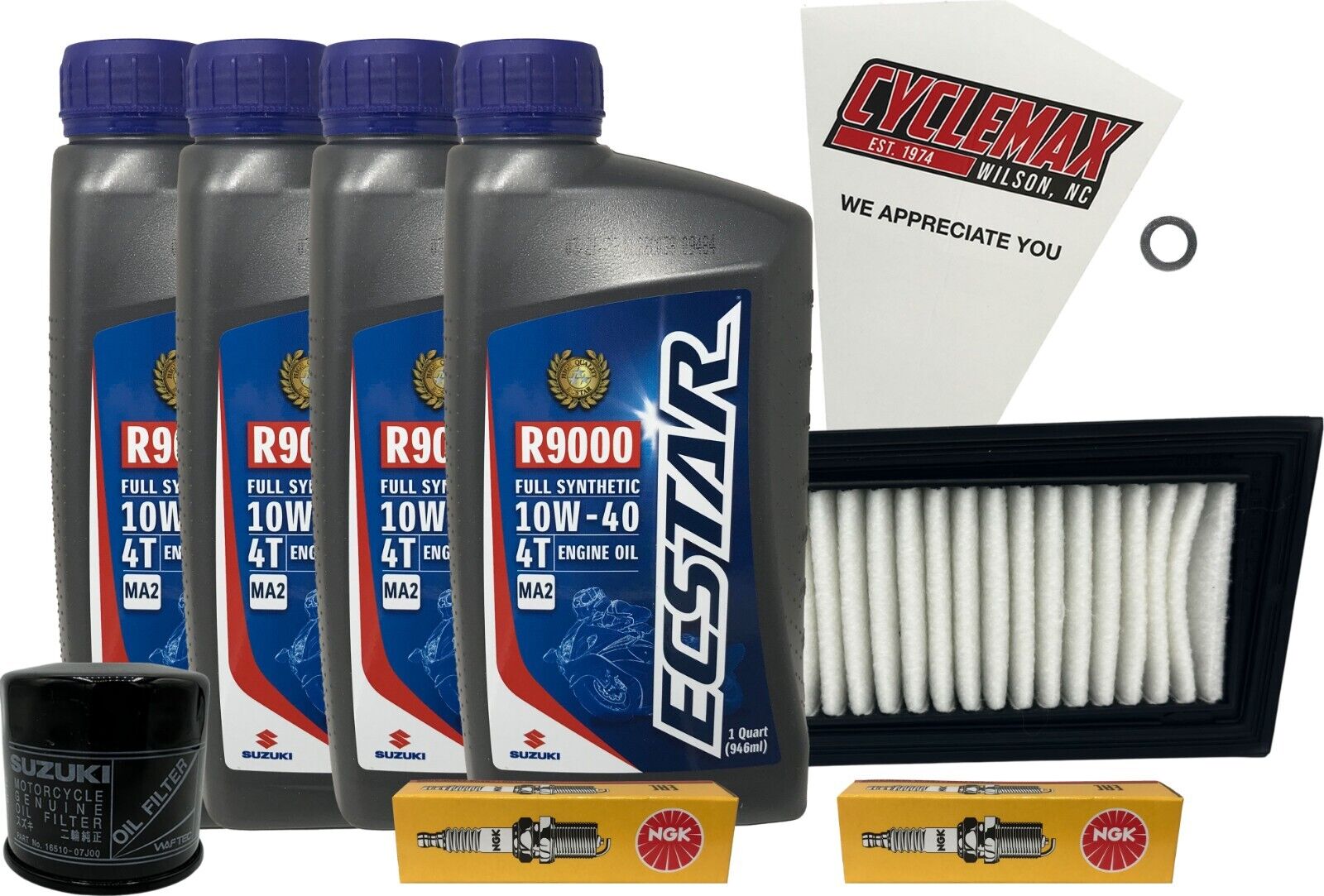 Cyclemax Full Synthetic Tune Up Kit w/ Spark Plugs fits 2003-2018 Suzuki AN-650