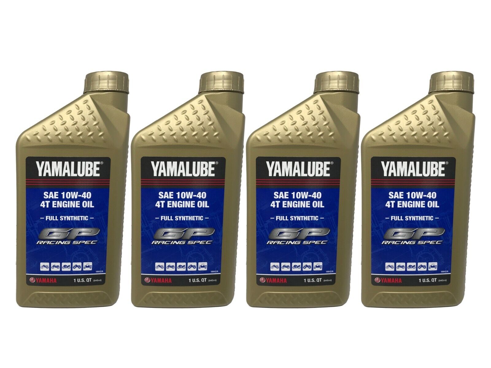 Yamaha Genuine Yamalube Full Synthetic 10W40 Racing Oil LUB-RS4GP-FS-12 - 4 Pack