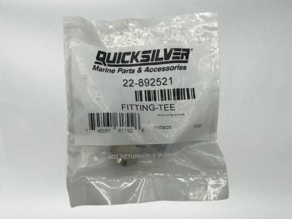 Mercury Marine Quicksilver Tee Fitting Power Steering Verado 9/16 22-892521