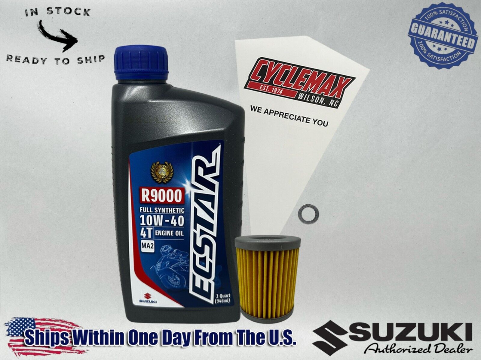 Cyclemax Full-Synthetic Ecstar R9000 Oil Change Kit fits 1994-1996 Suzuki DR125