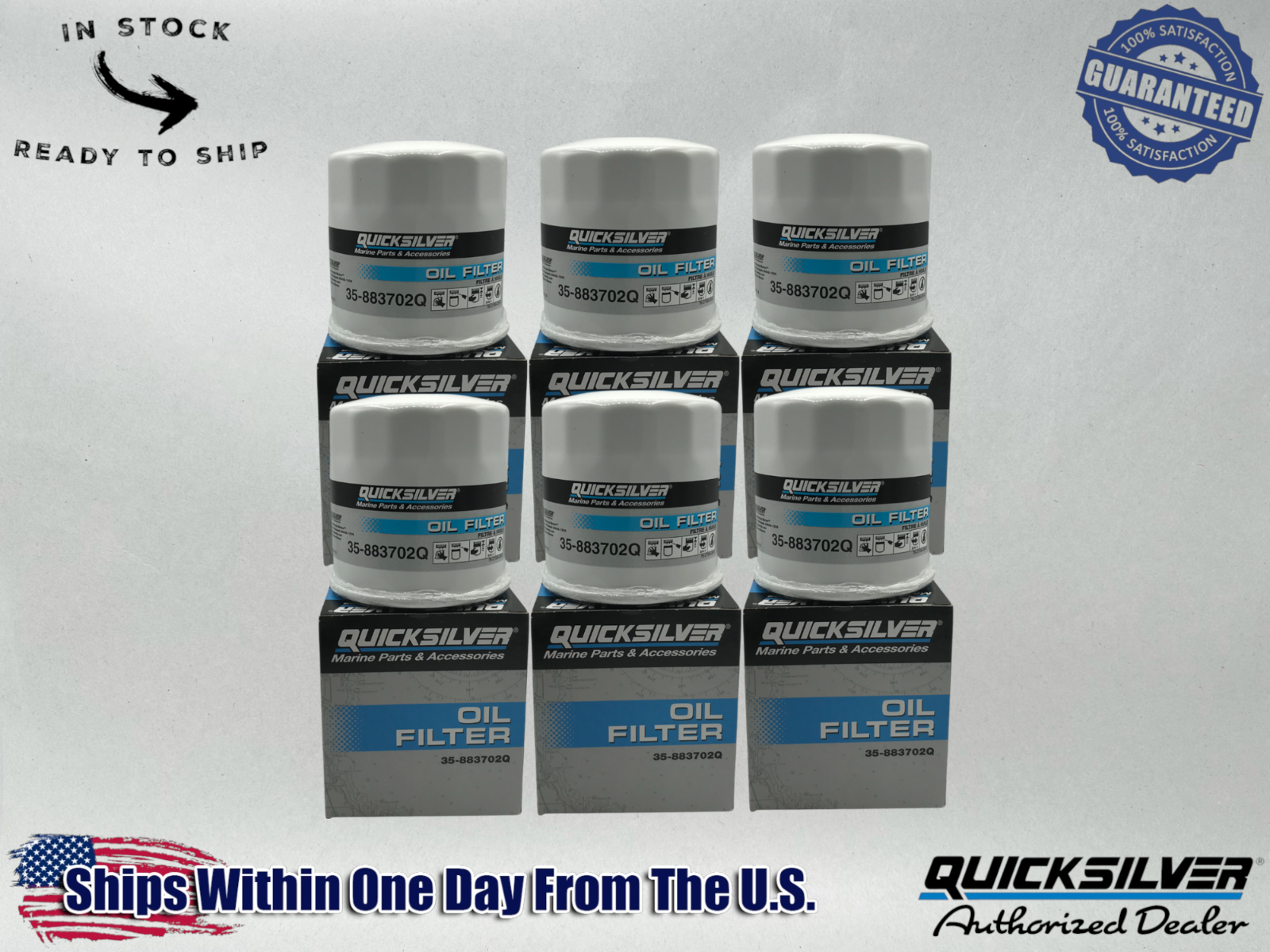 Quicksilver Genuine OEM Authentic Oil Filters 35-883702Q 6 Pack