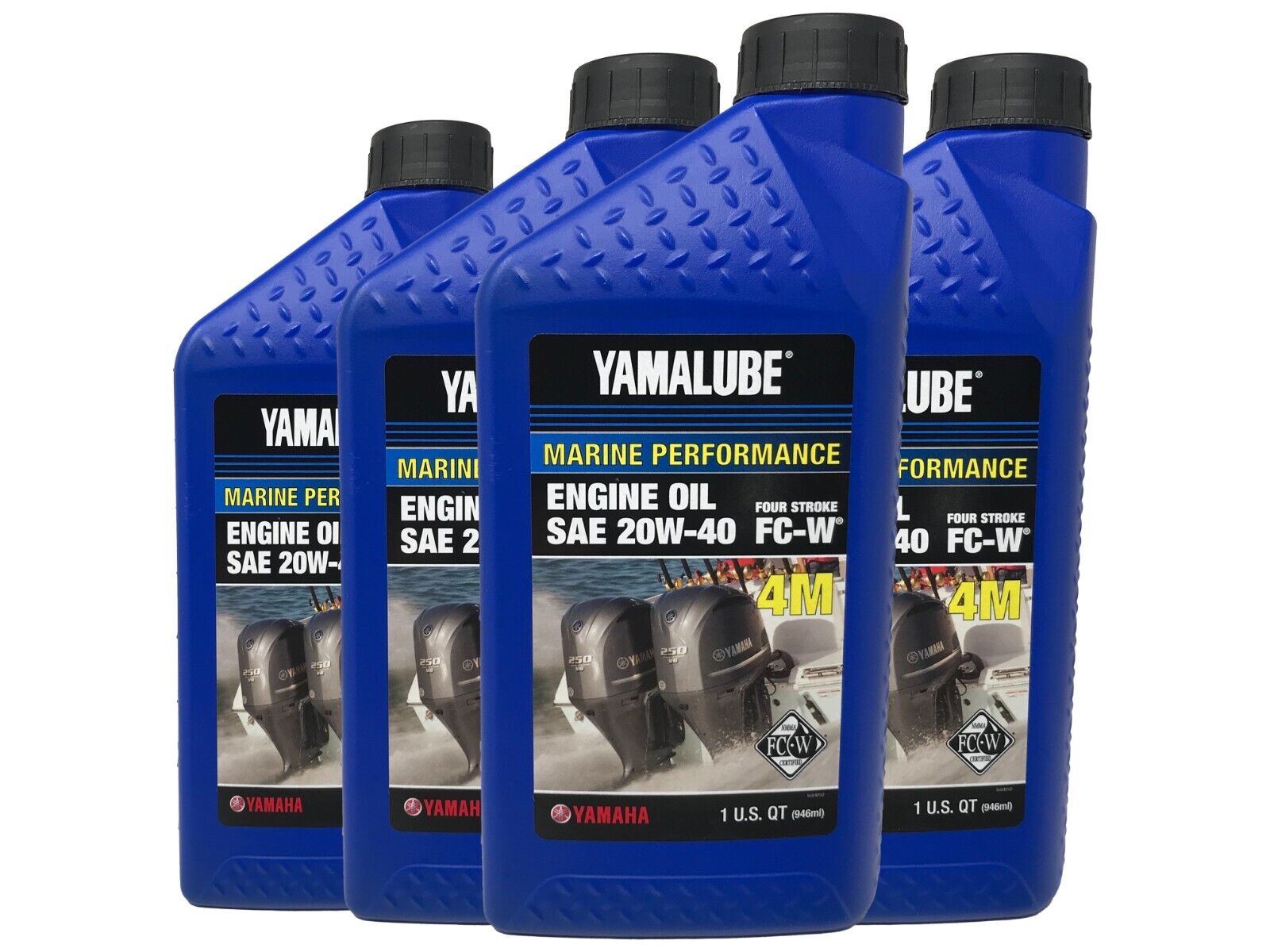 Yamaha Genuine OEM Yamalube Marine 20W-40 Oil LUB-20w40-FC-12 - 4 Pack