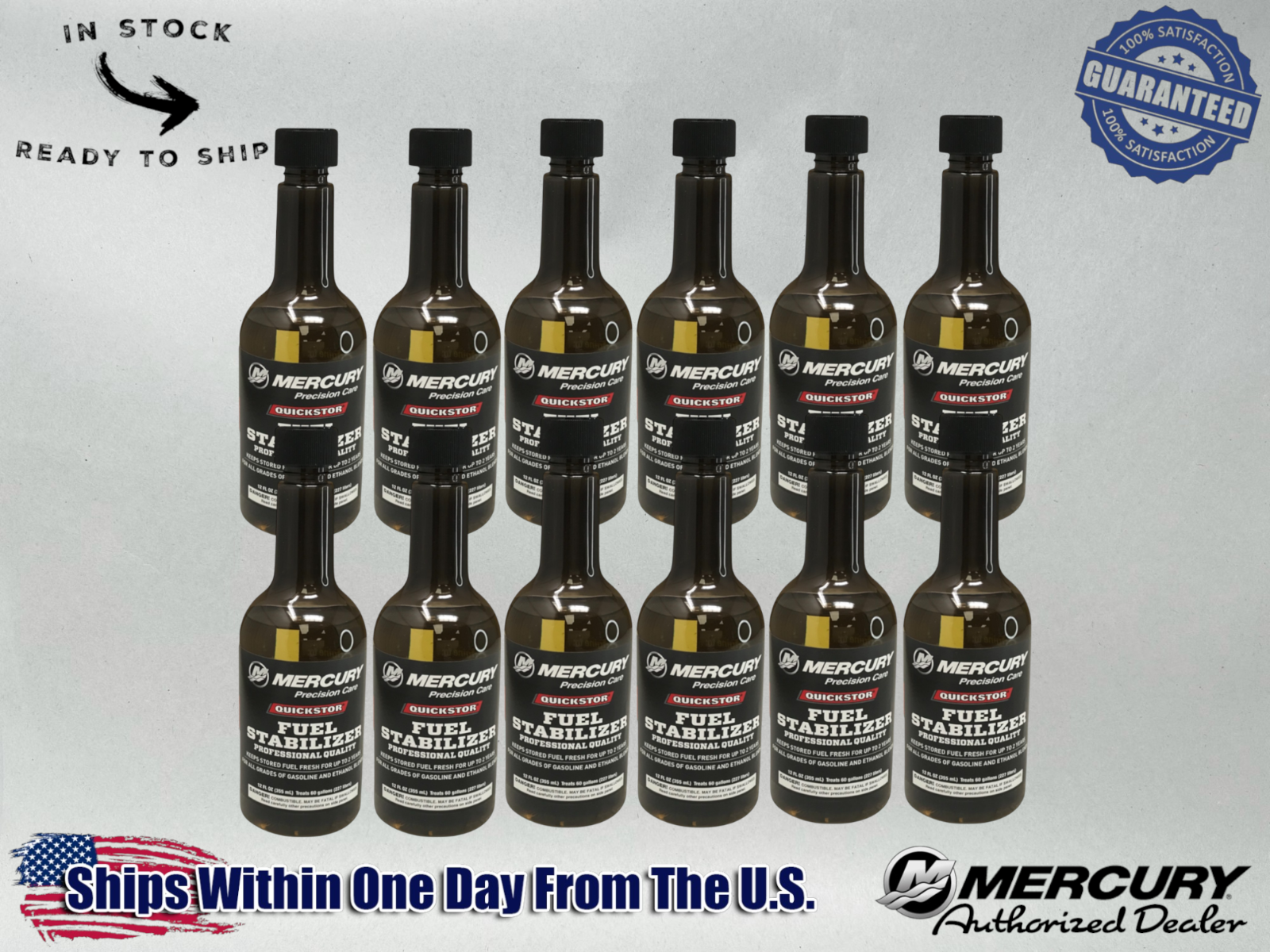 Mercury OEM Quickstor Fuel Treatment & Stabilizer 12 Oz. 92-8M0047932 12 Pack