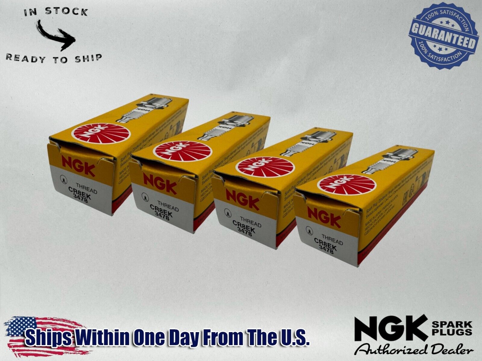 NGK Genuine OEM Authentic Spark Plugs CR8EK - 4 PACK