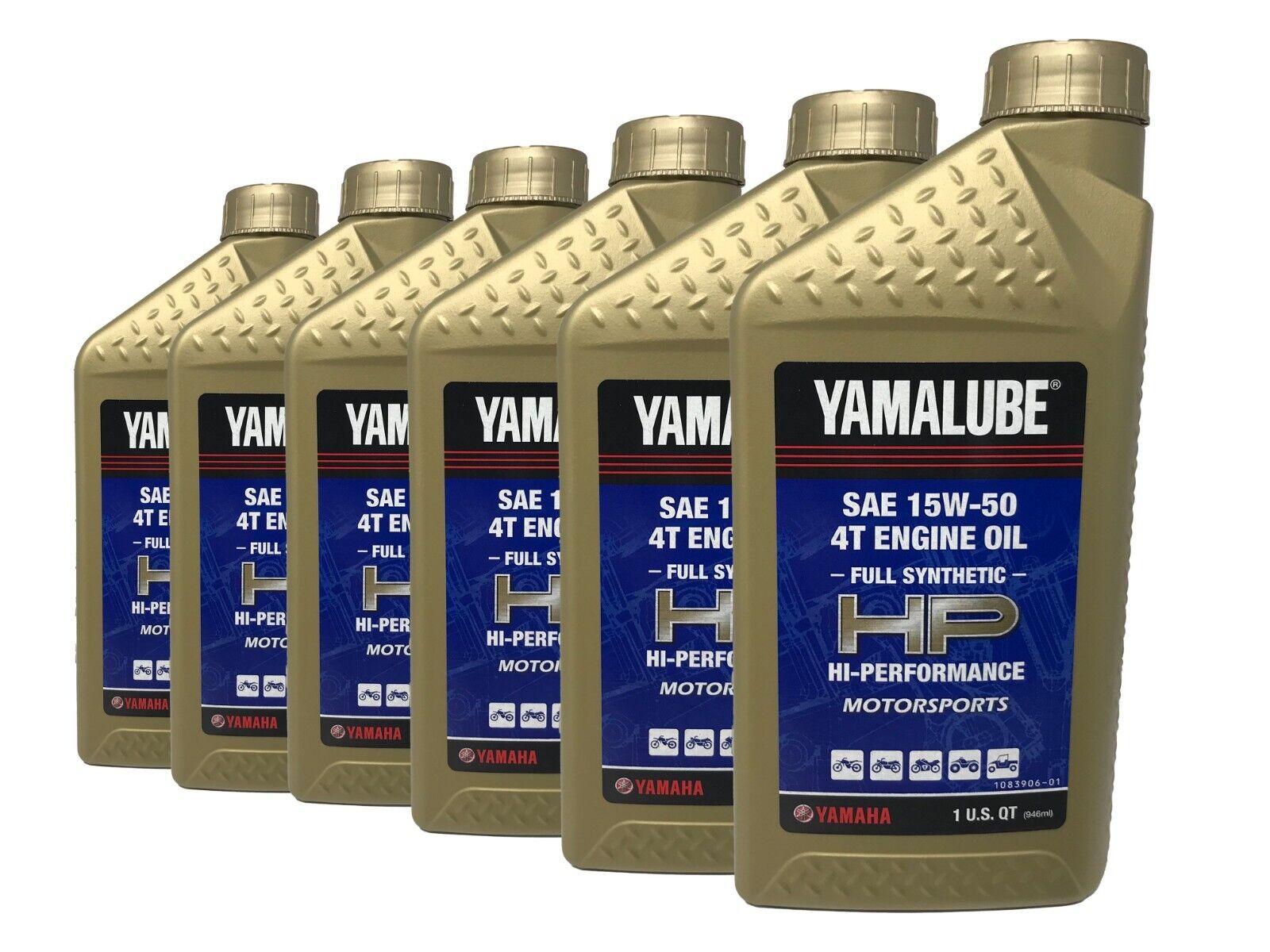 Yamaha Genuine OEM Yamalube Full Synthetic 15W-50 Oil LUB-15W50-FS-12 - 6 Pack