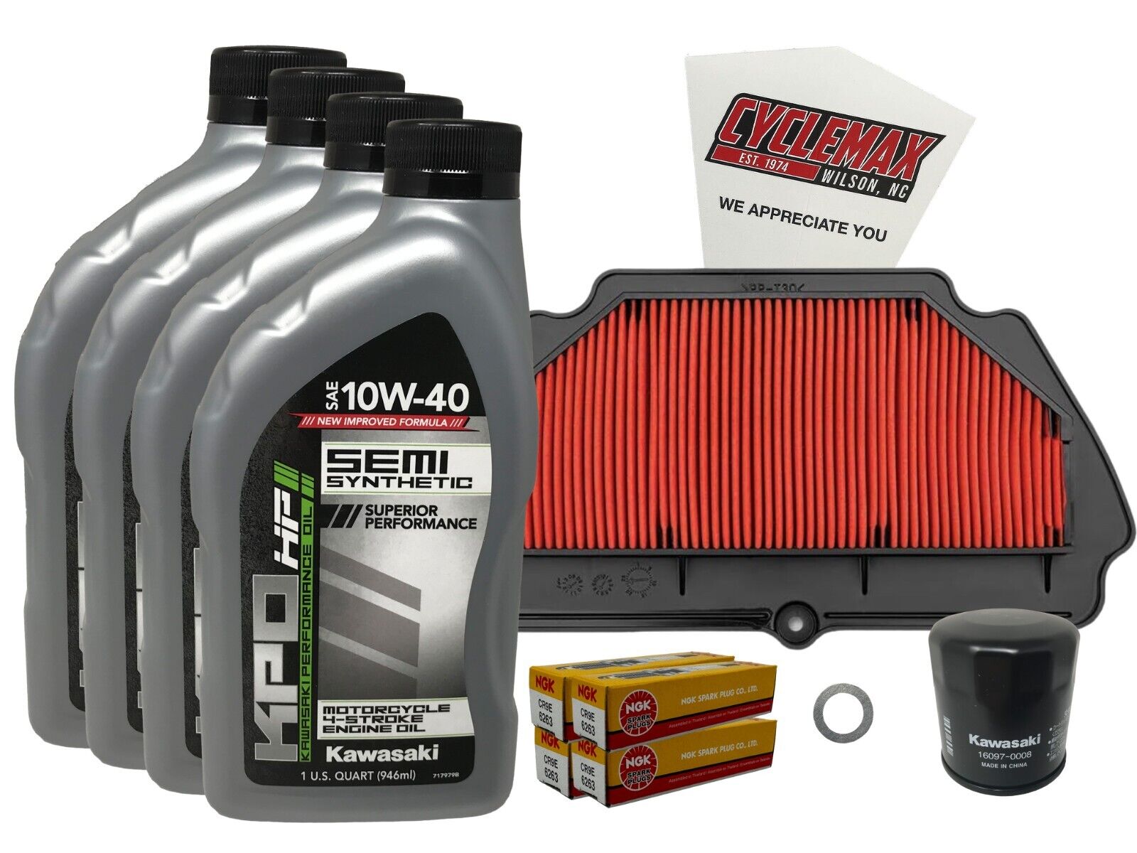 Cyclemax Semi-Synthetic Tune Up Kit w/ Plugs fits 2009-2023 Kawasaki Ninja ZX-6R