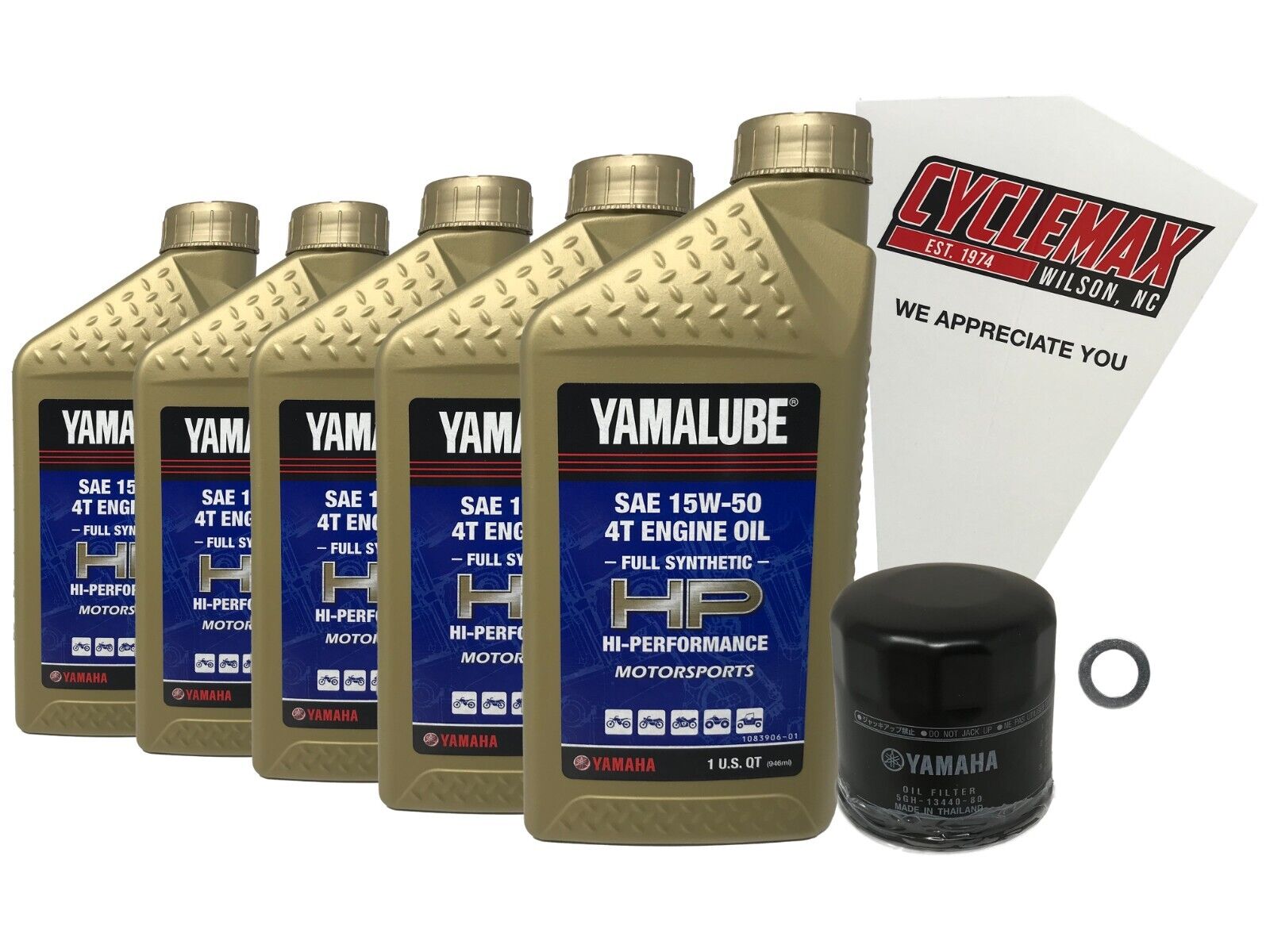 Cyclemax OEM 2015-2023 Yamaha MT-10 MT10 FZ10 Full Synthetic Oil Change Kit