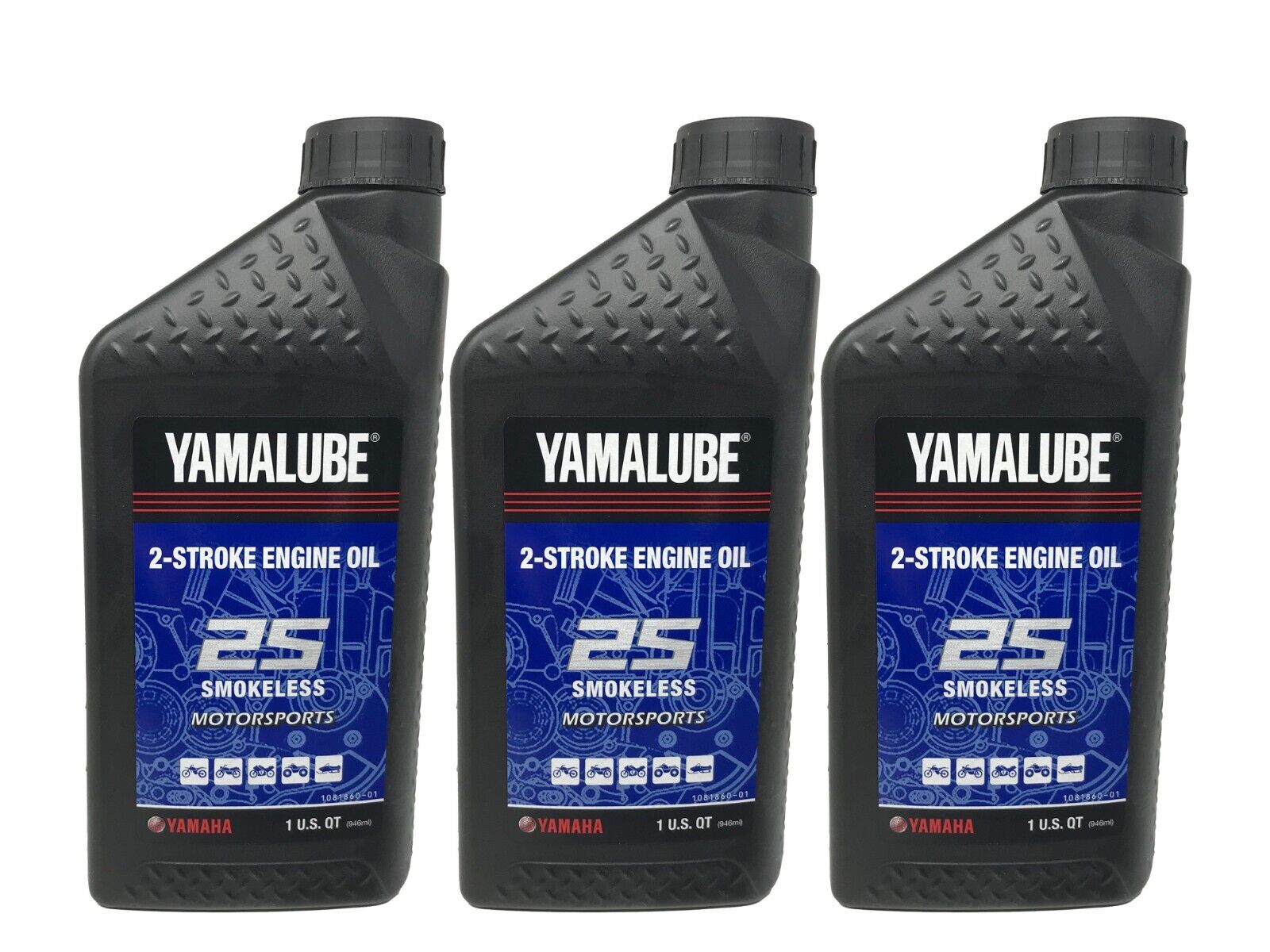 Yamaha Genuine OEM All-Purpose 2-Stroke Engine Oil LUB-2STRK-S1-12  - 3 Pack