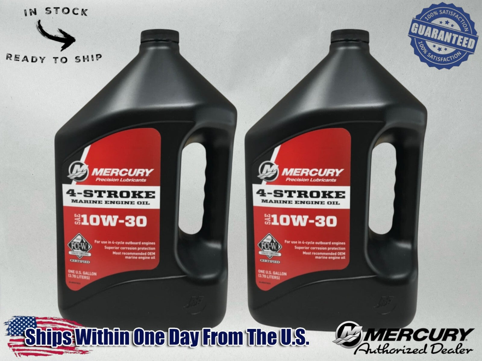 Mercury OEM Standard 10W30 Marine Oil Gallons 92-8M0078626 2 Pack