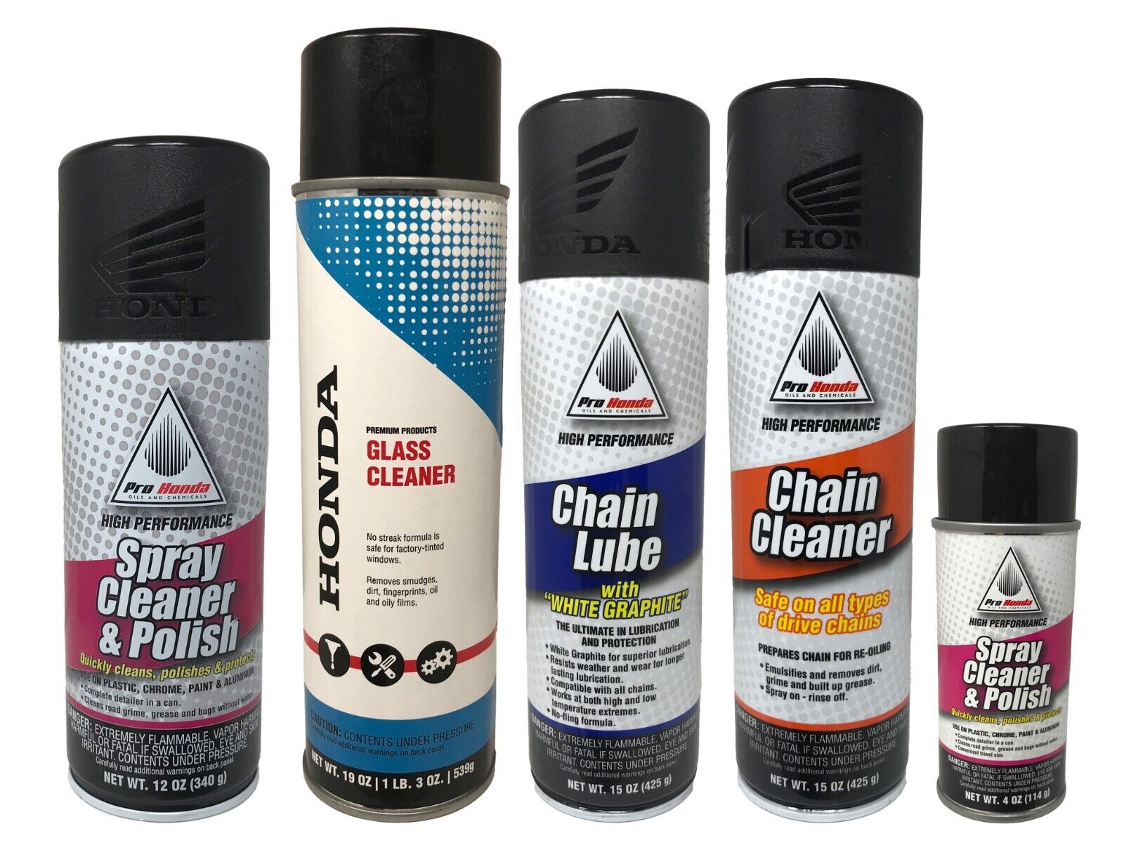 Honda Motorcycle Chemical Maintenance Kit With 5 Cans Total Lube Cleaner Polish