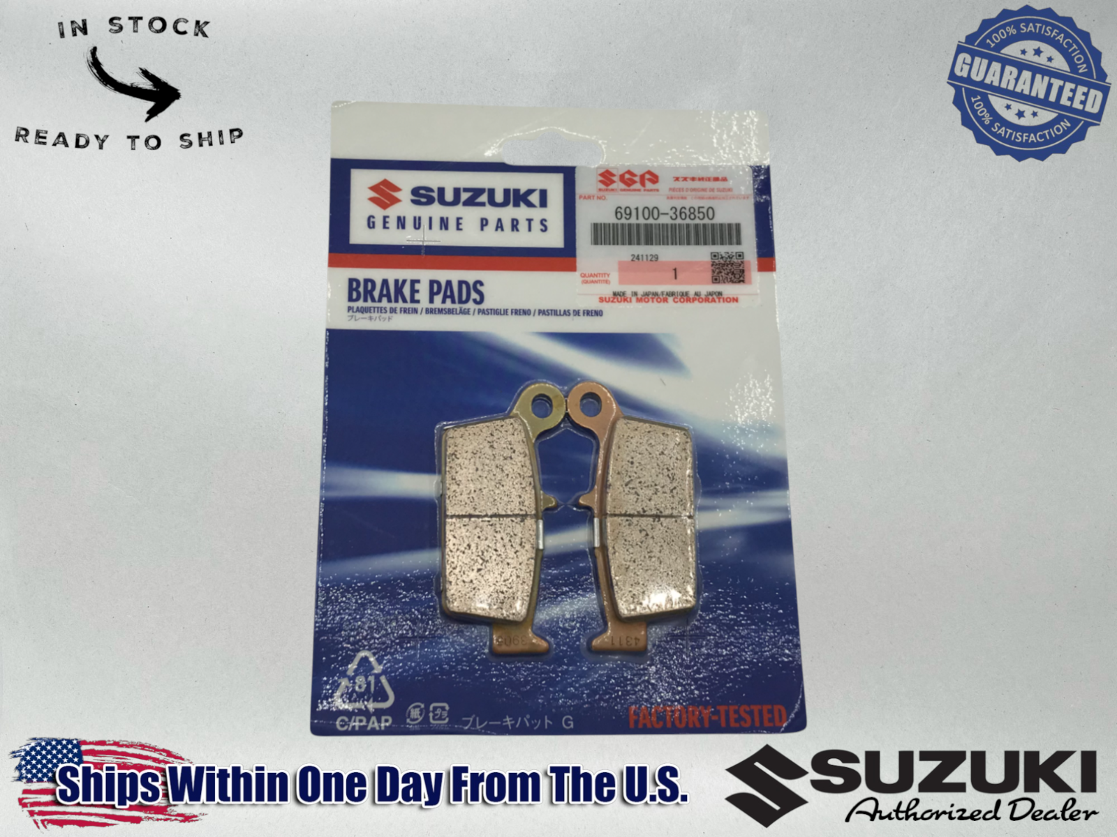 Suzuki Genuine OEM 2000-23 DR-Z400S DRZ 400 S SM REAR BRAKE PAD SET 69100-36850