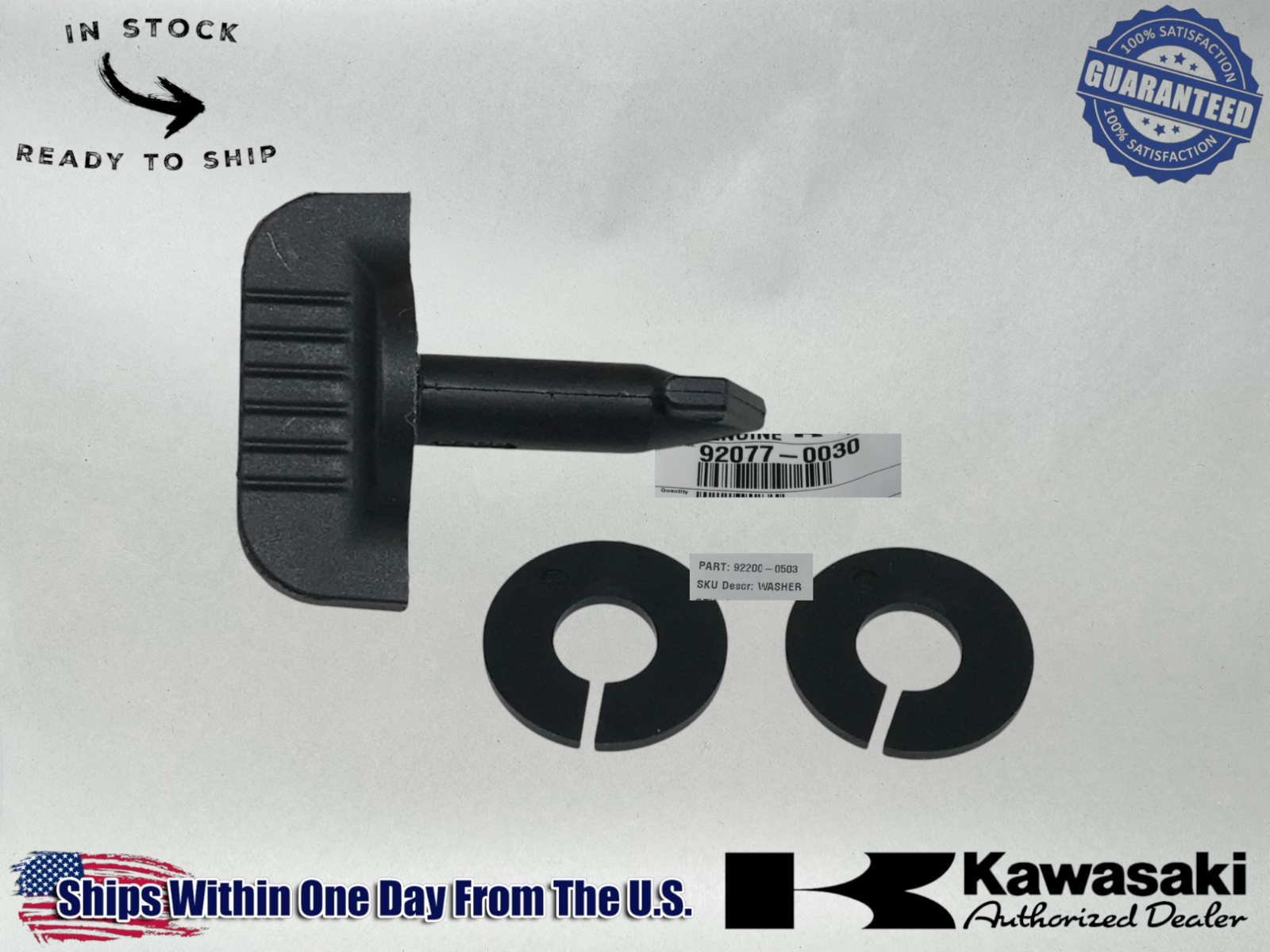 Kawasaki OEM 92077-0030/92200-0503 MULE PRO FX HOOD PANEL STORAGE BOX TWIST KNOB