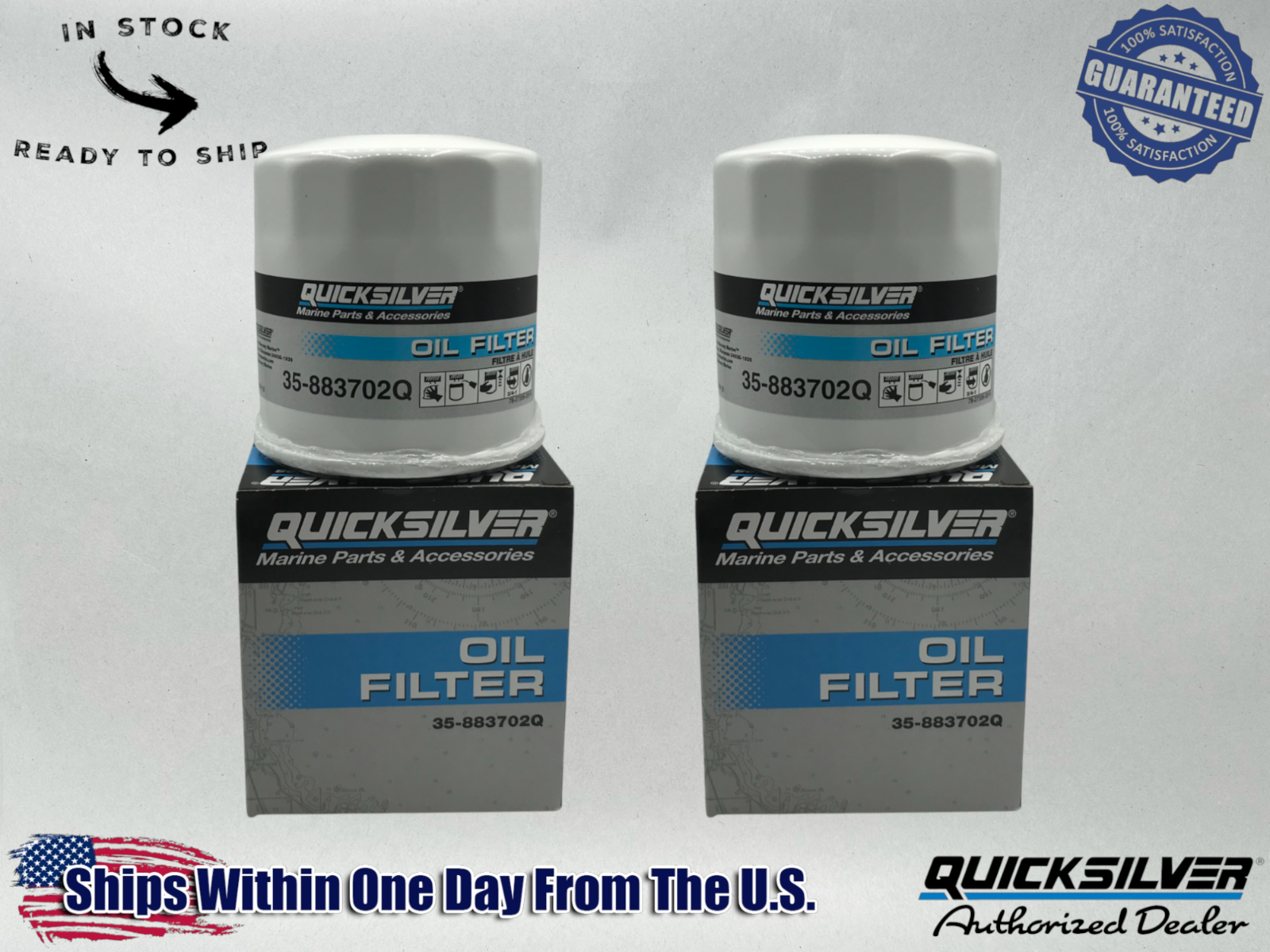 Quicksilver Genuine OEM Authentic Oil Filters 35-883702Q 2 Pack
