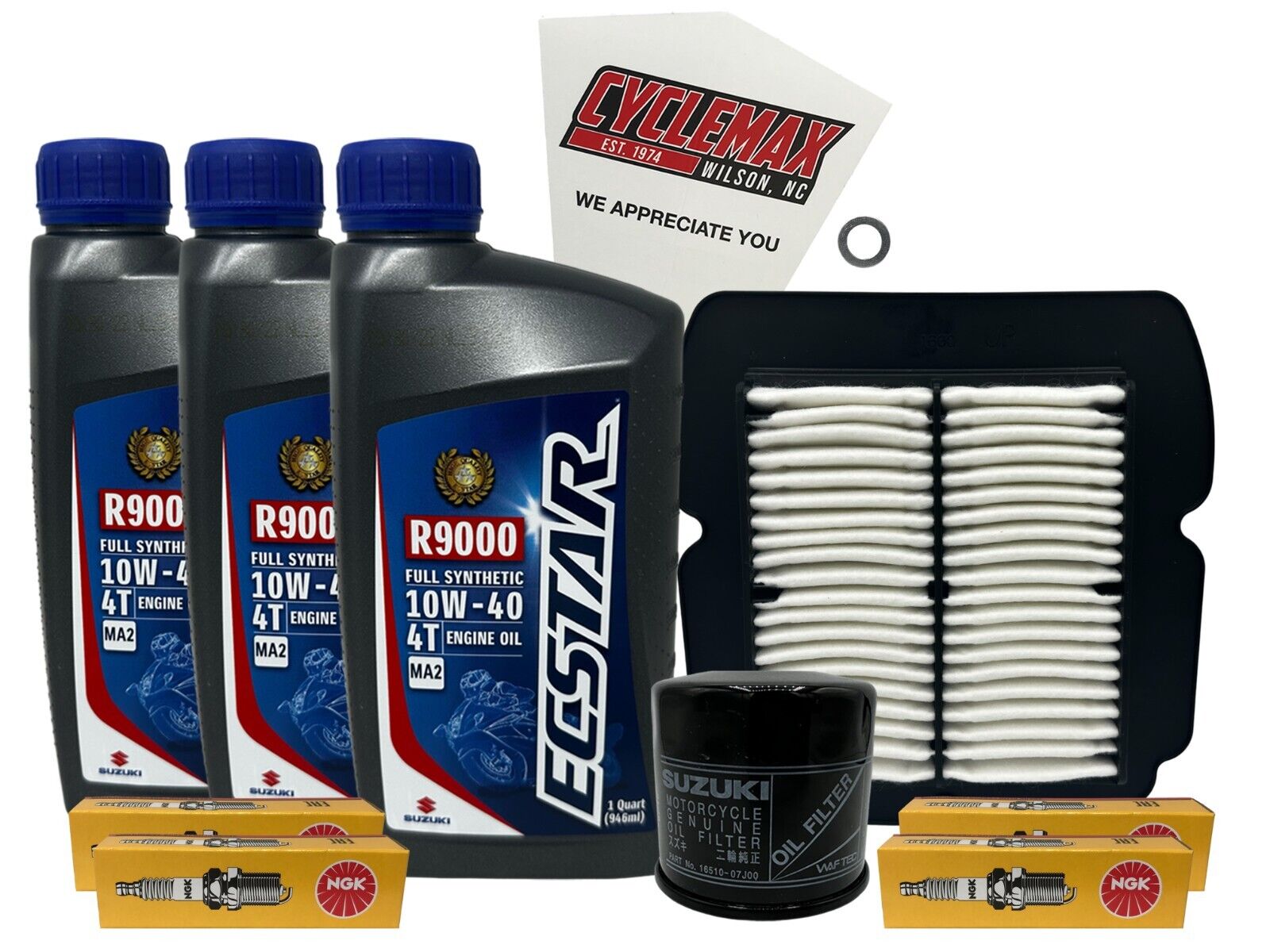 Cyclemax Full Synthetic Tune Up Kit with Spark Plugs fits 2001-2008 Suzuki SV650