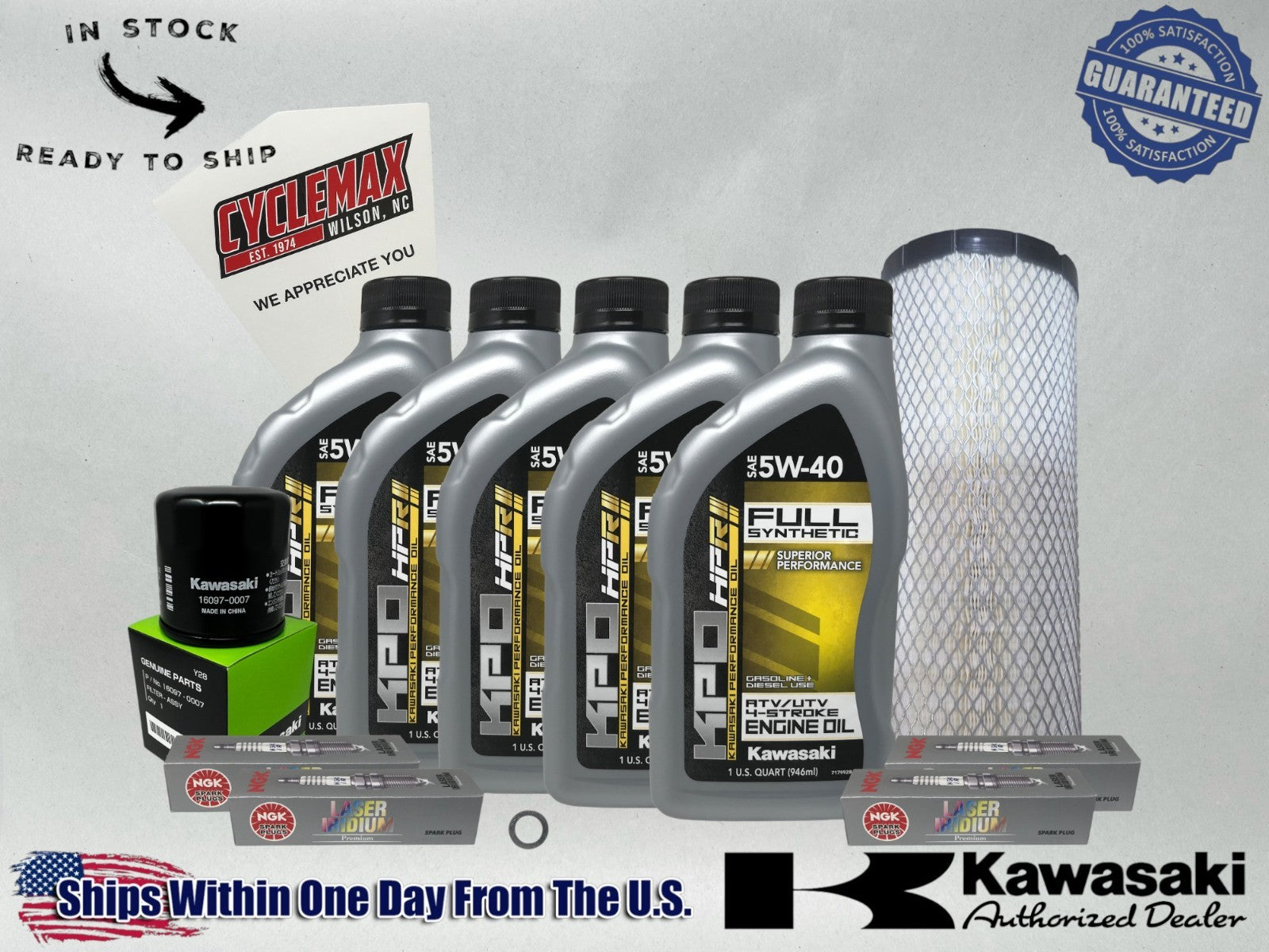 Cyclemax Full-Synthetic KPO Tune-Up Kit w/ Air Filter & Spark Plugs fits 2026 Kawasaki Teryx H2