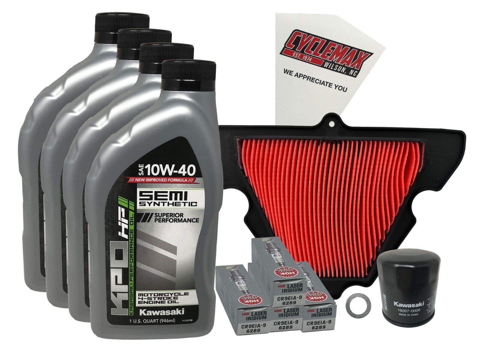 Cyclemax Semi-Synthetic Tune Up Kit w/Plugs fits Kawasaki 2012-2021 Versys Z1000