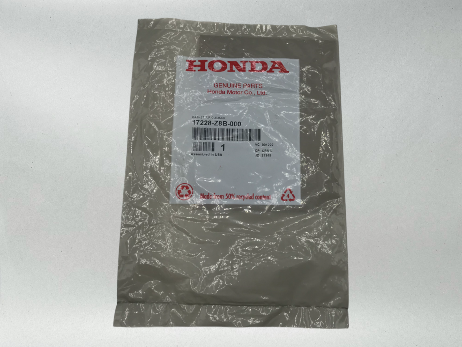 Honda OEM Authentic Gasket GCV160LA0 GCV190 HRR216 HRS216 HRX217 17228-Z8B-000