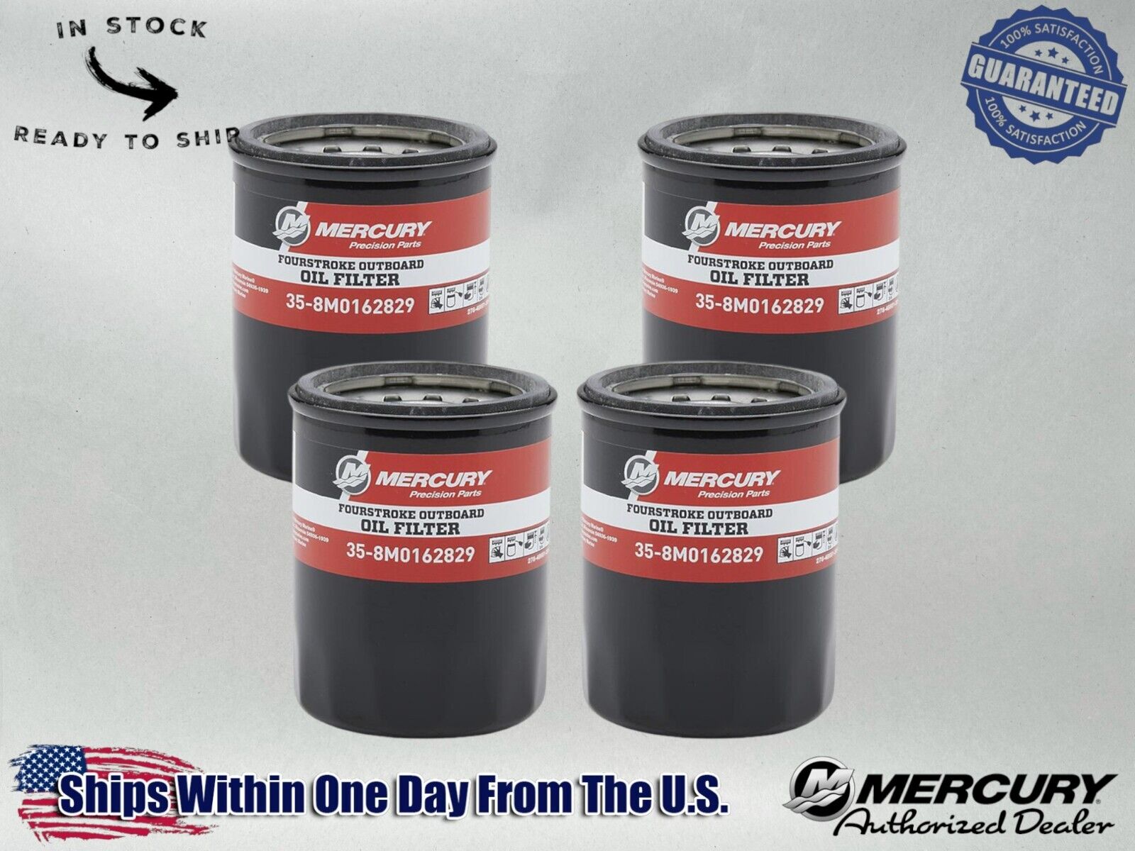 Mercury OEM Outboard Oil Filter for Mercury 25-115hp 8M0162829-4PACK 