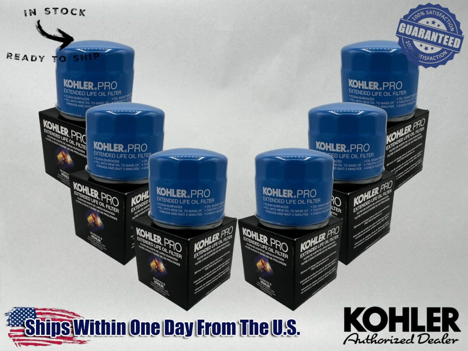 Kohler Genuine OEM Extended Life 300 Hour Oil Filter 25 050 53-S 6 Pack