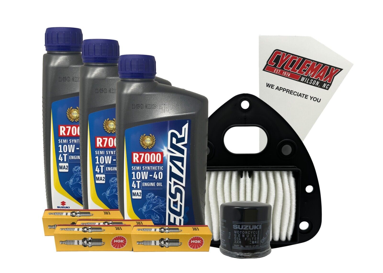 Cyclemax Semi-Synthetic Tune Up Kit w/ Spark Plugs fits 2017-2019 Suzuki VZ-800