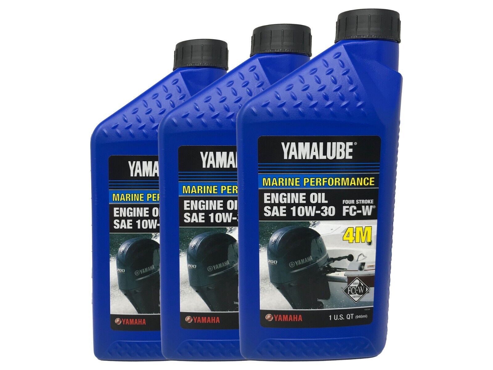 Yamaha Genuine OEM Yamalube Marine 10W30 Engine Oil LUB-10W30-FC-12 - 3 Pack