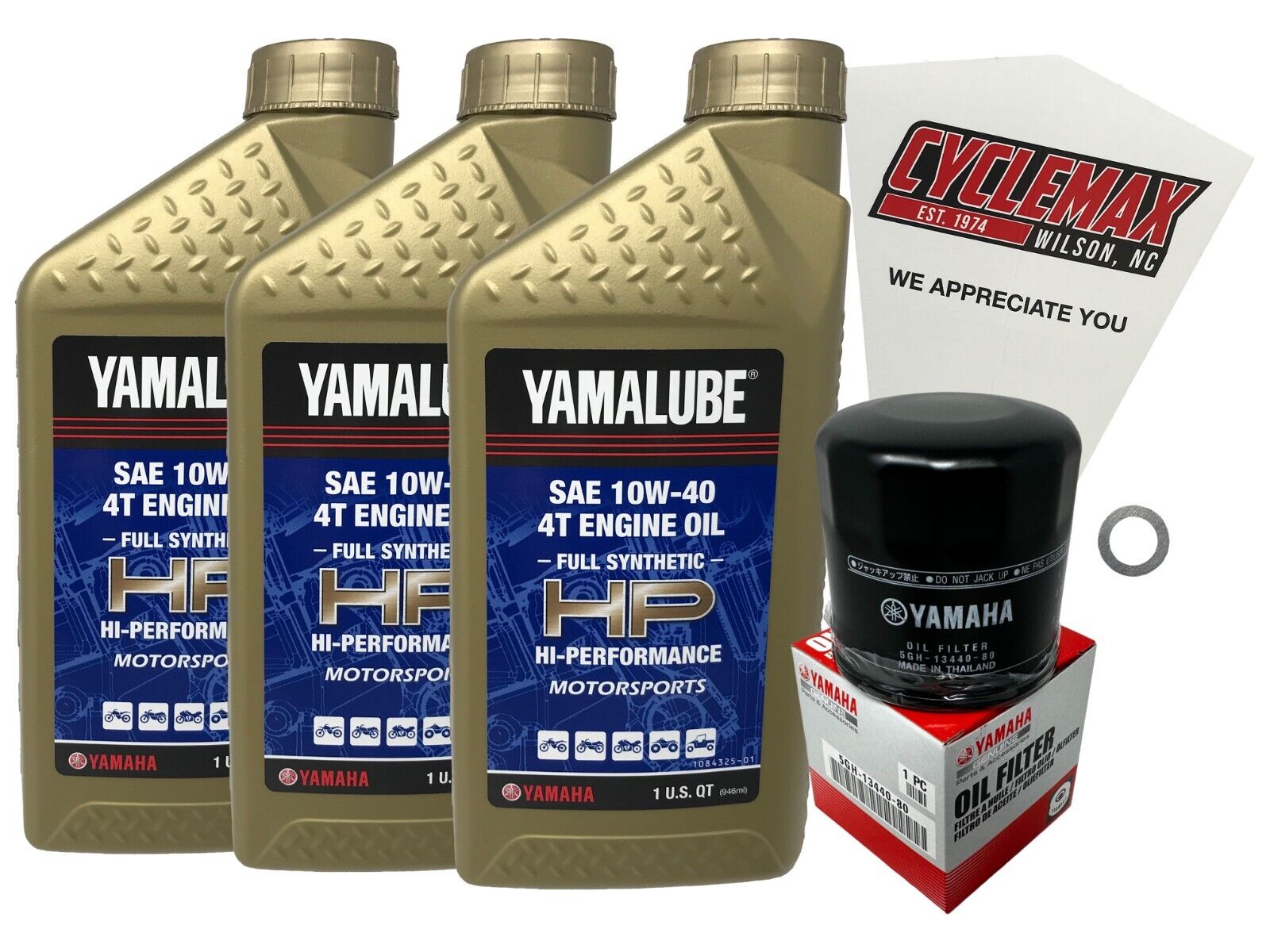 Cyclemax Full Synthetic 10W-40 Oil Change Kit fits 2009-2016 Yamaha FZ6R