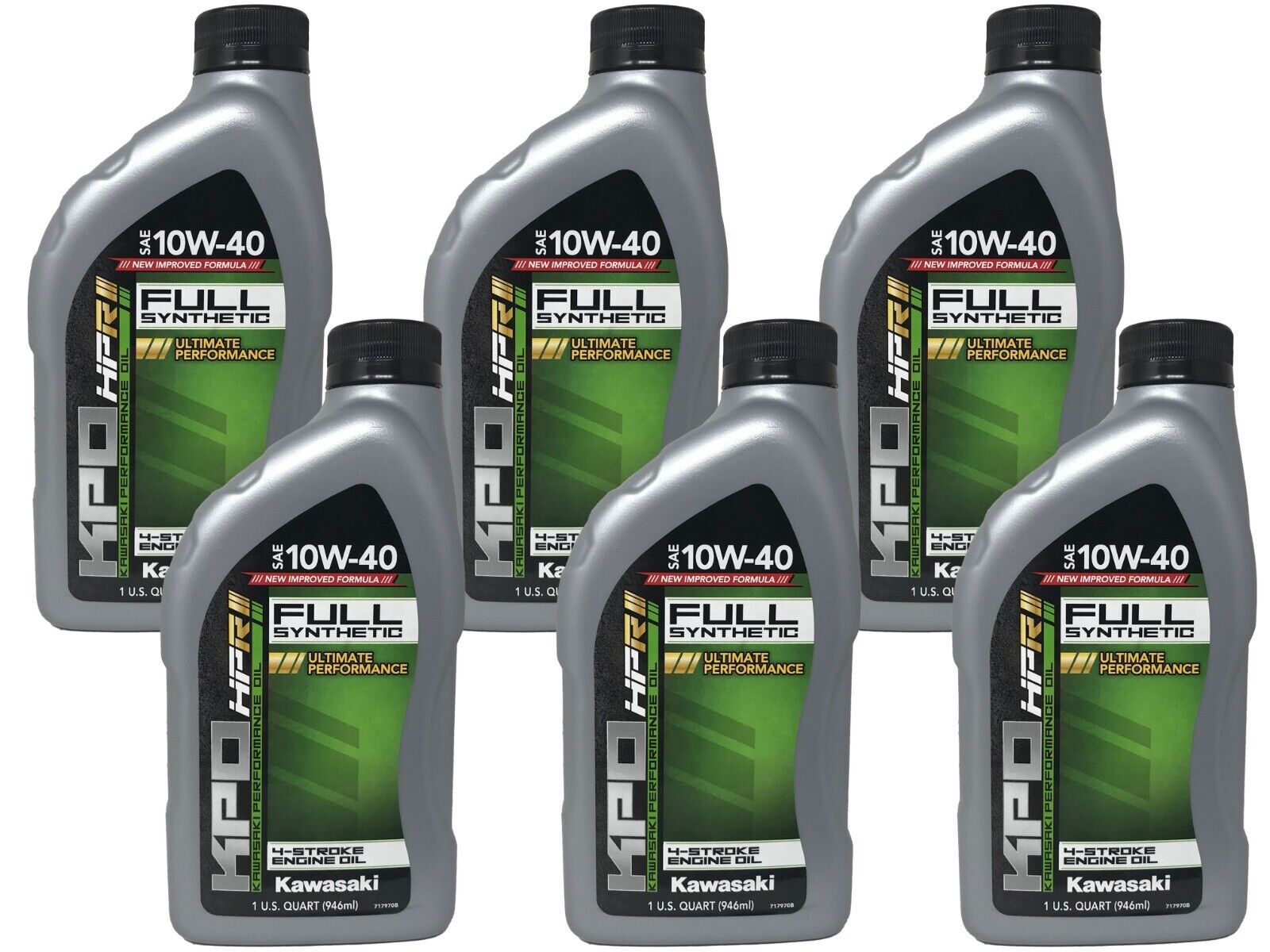 Kawasaki Genuine OEM KPO Full Synthetic 10W-40 Oil Quart K61021-500-01Q - 6 Pack