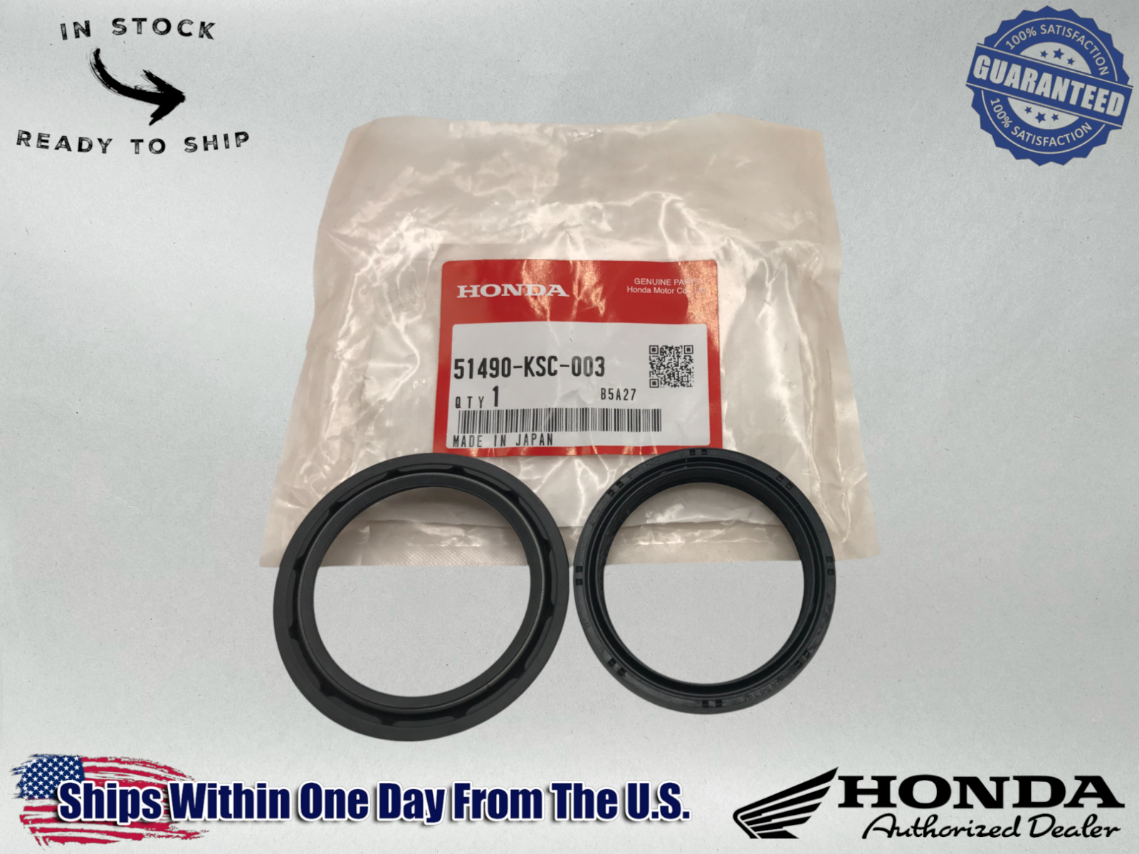 2 Honda Genuine OEM FORK SEAL SET LT AND RT SET PAIR 51490-KSC-003