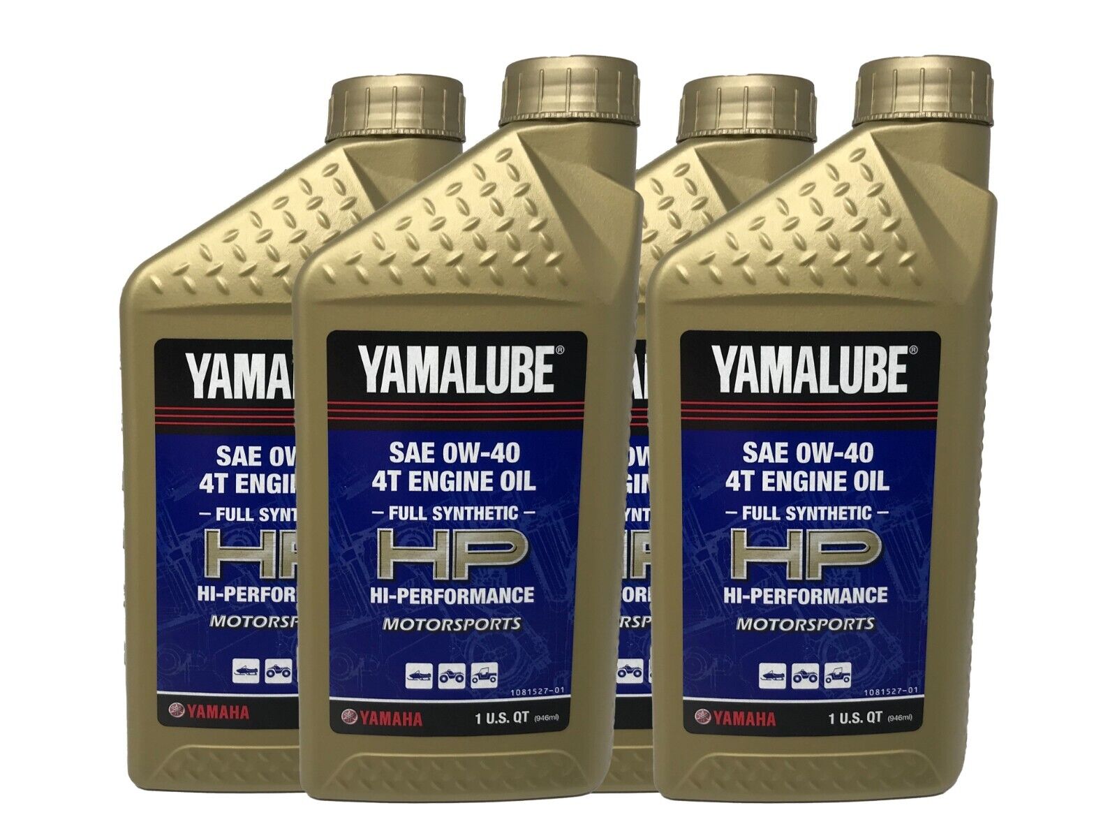 Yamaha Genuine OEM Yamalube Full Synthetic 0W-40 Oil LUB-00W40-FS-12 - 4 Pack