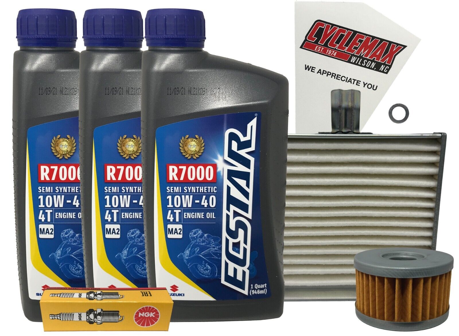 Cyclemax Semi-Synthetic Tune Up Kit w/ Spark Plug fits 1999-2019 Suzuki LS-650