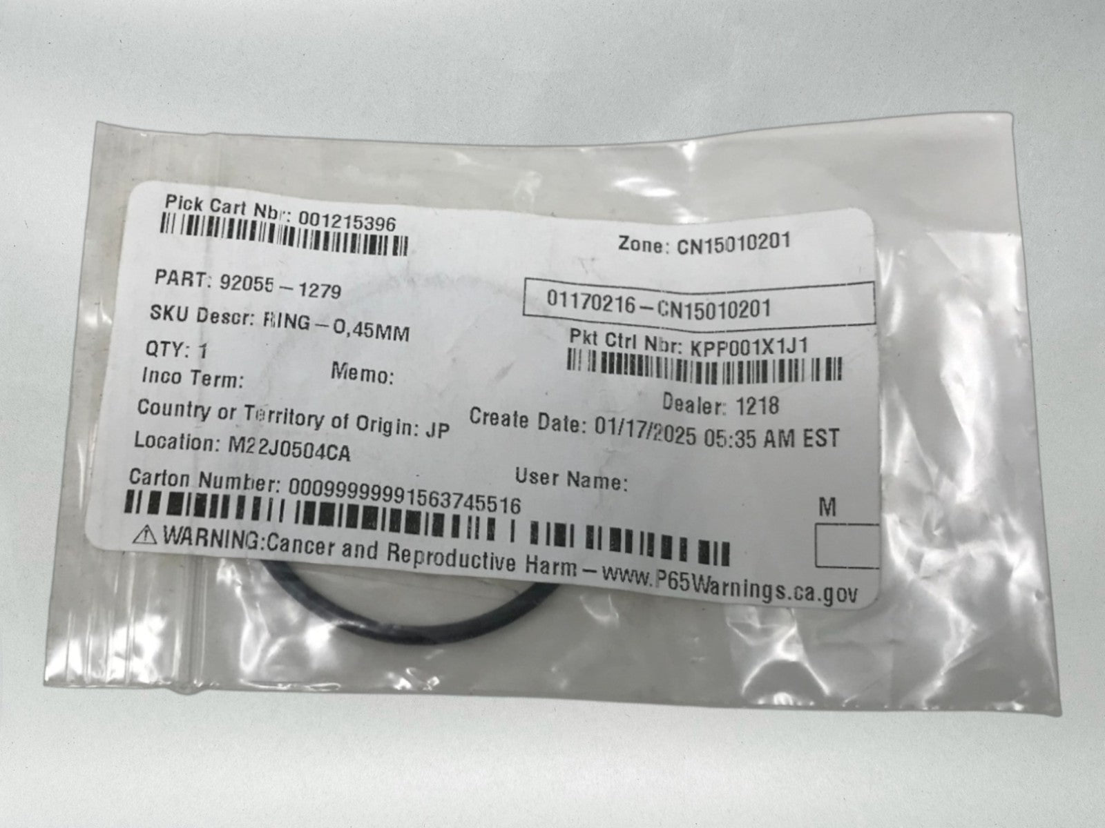 Kawasaki Genuine OEM Authentic RING-O,45MM 92055-1279