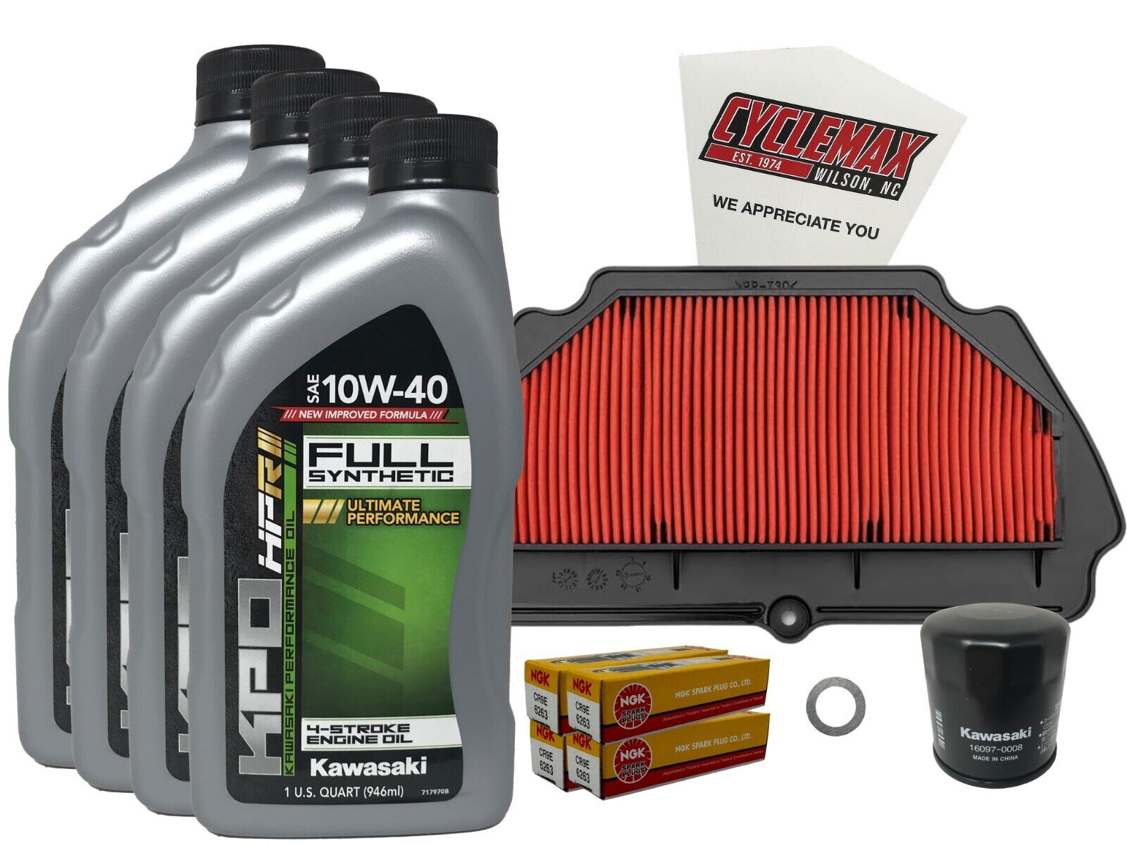 Cyclemax Full Synthetic Tune Up Kit w/ Plugs fits 2009-2023 Kawasaki Ninja ZX-6R