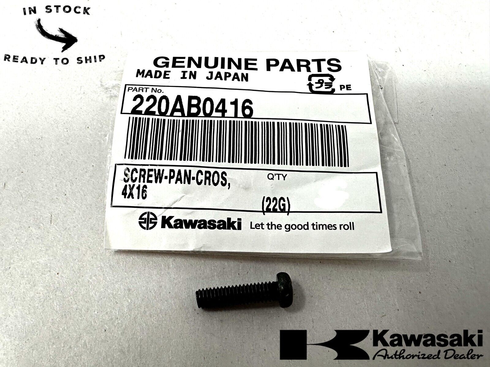 Kawasaki Genuine OEM Cross Pan Screw 220AB0416