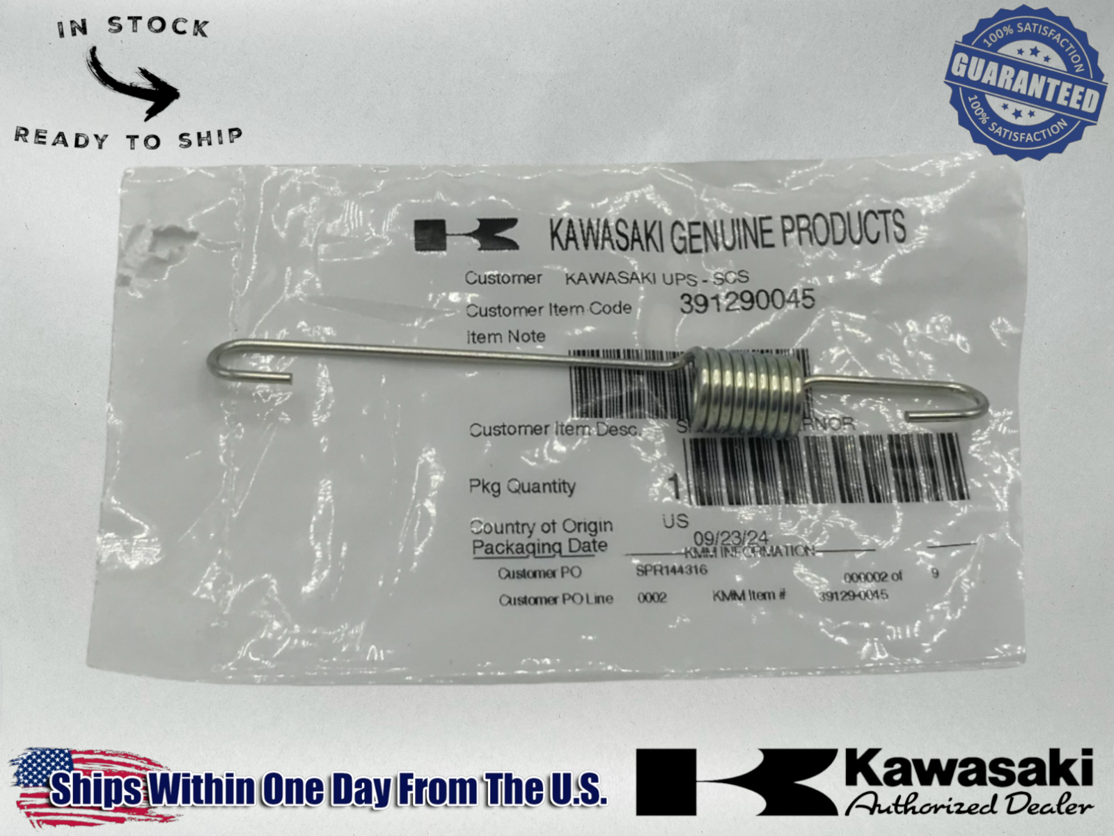 Kawasaki Genuine OEM Authentic SPRING-GOVERNOR 39129-0045 1