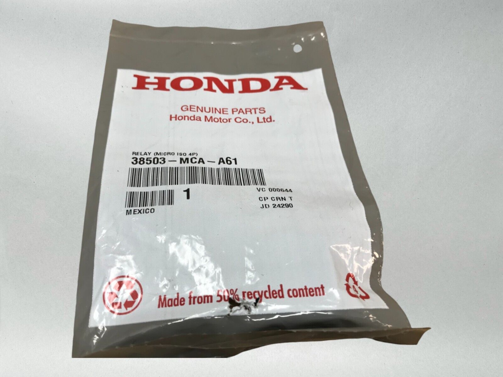 Honda OEM Relay Micro ISO 4p GL1800 TRX420 TALON TRX520 PIONEER 38503-MCA-A61