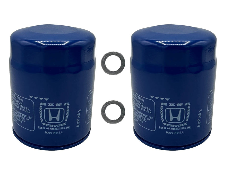 2 Pack for Honda Genuine OEM Authentic Oil Filter includes 14mm Washers